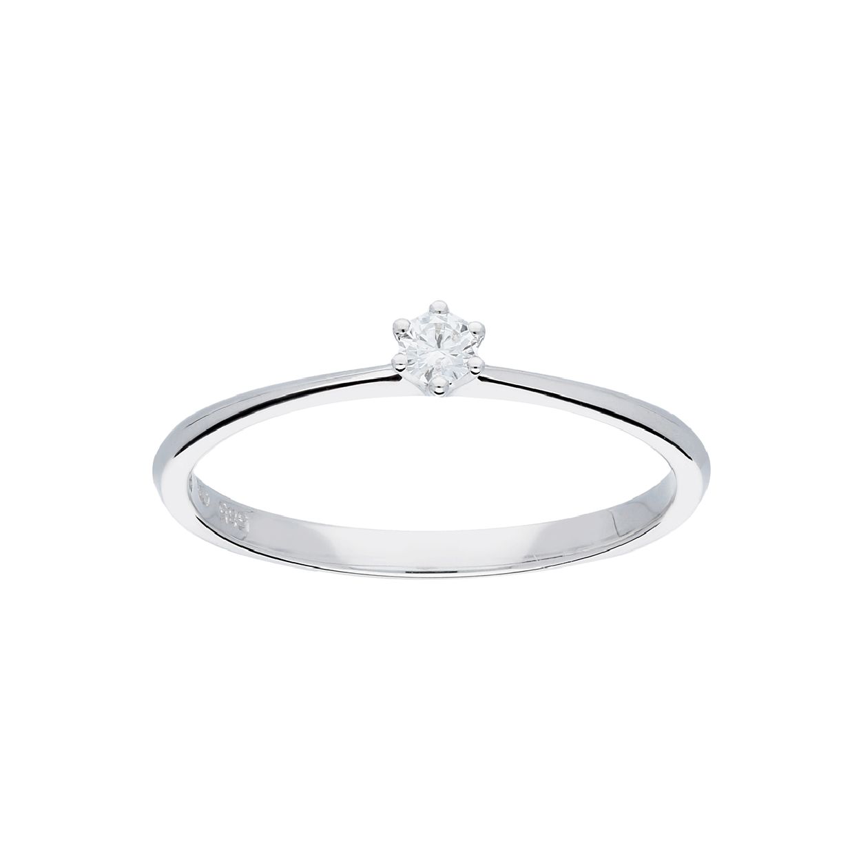 14 karaat witgouden gouden ring met briljant 