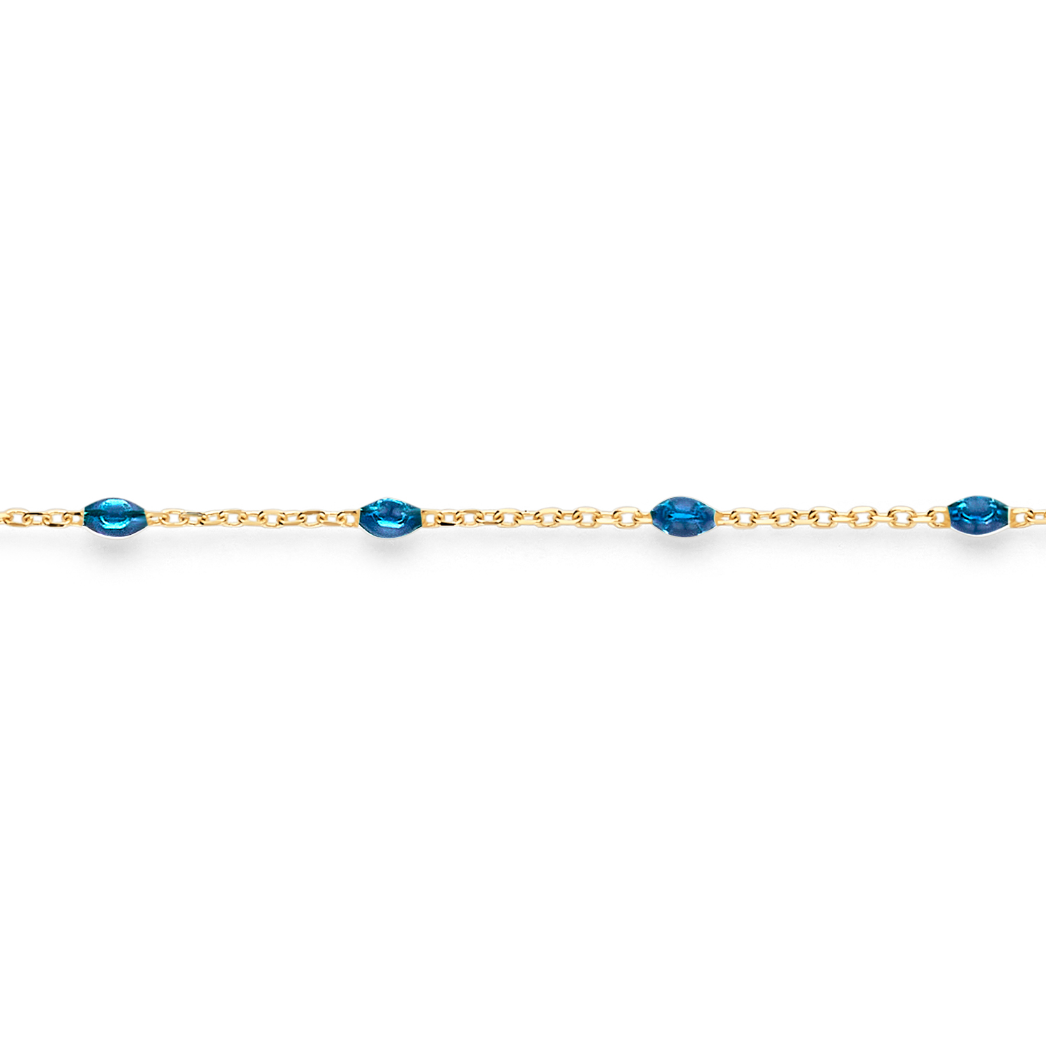 gouden Blush armband, anker+blauwe bolletjes