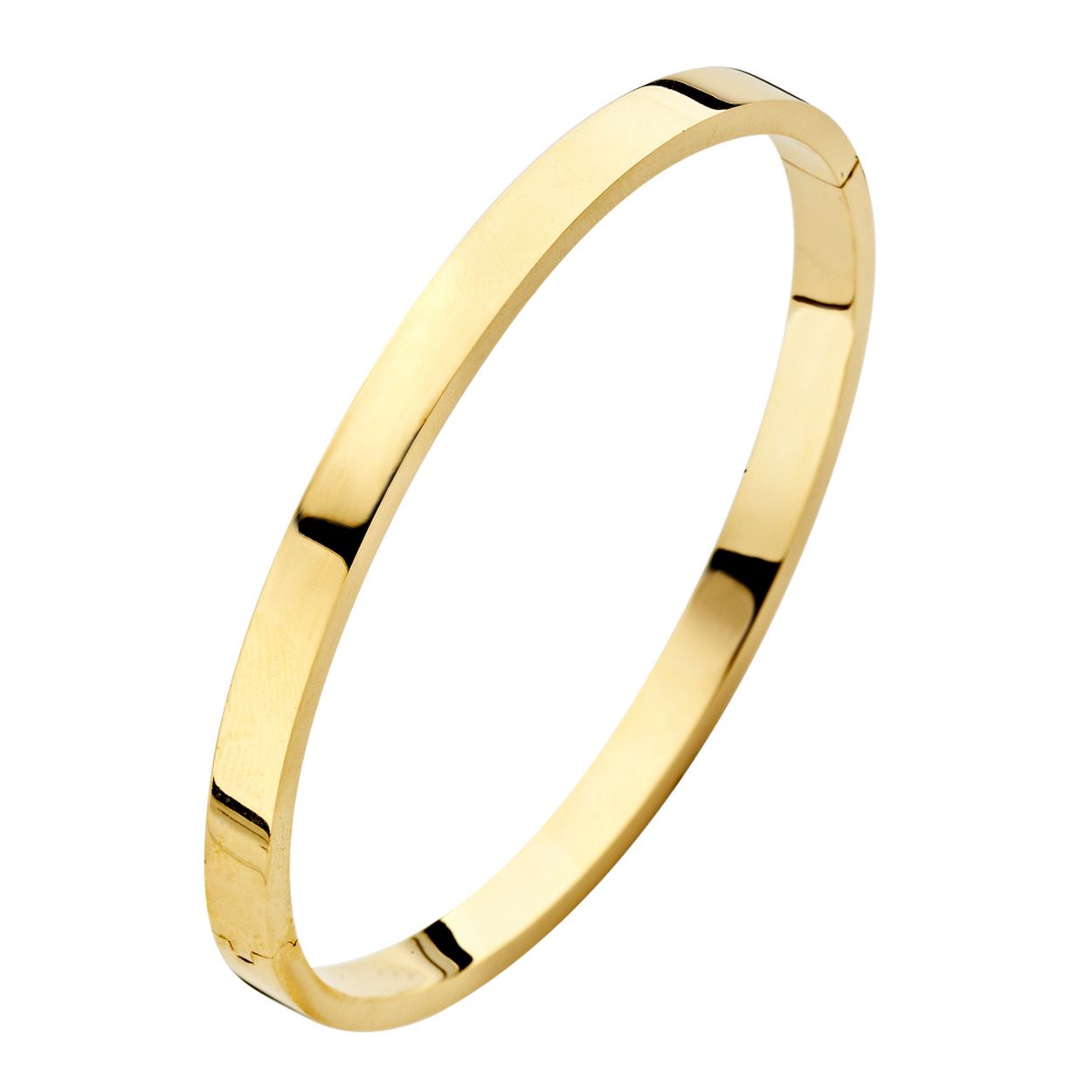 Prachtige 14krt geelgouden vlakke armband, 5mm. De armband heeft een doorsnede van 61mm.  

De sieraden van Fjory zijn gemaakt van 14 karaats goud, met een hart van eerste gehalte zilver. Deze zilveren kern zorgt ervoor dat Fjory niet of nauwelijks kan indeuken. 