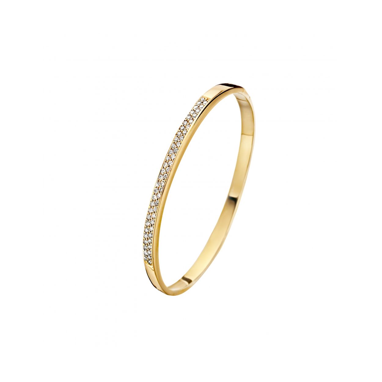 Bangle diamant  5x0.10ct dia 4mm-vierkant-61mm geelgoud