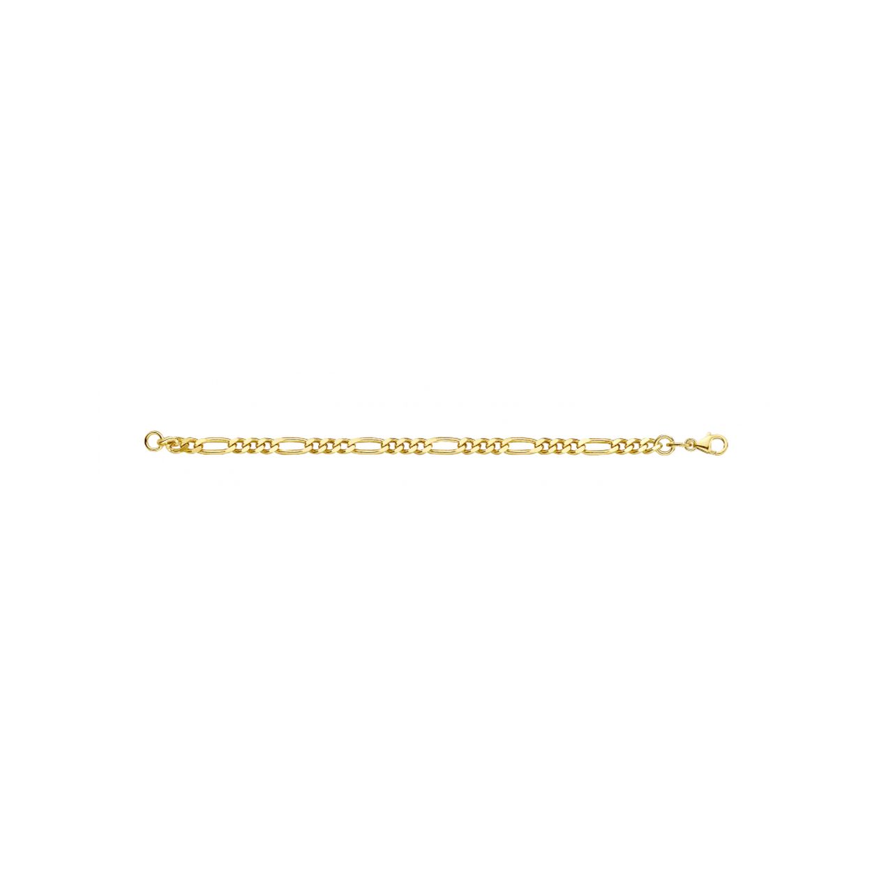 Fjory - Gouden Figaro armband 19cm, Zilveren kern 6mm, 19cm - 40-F0619
