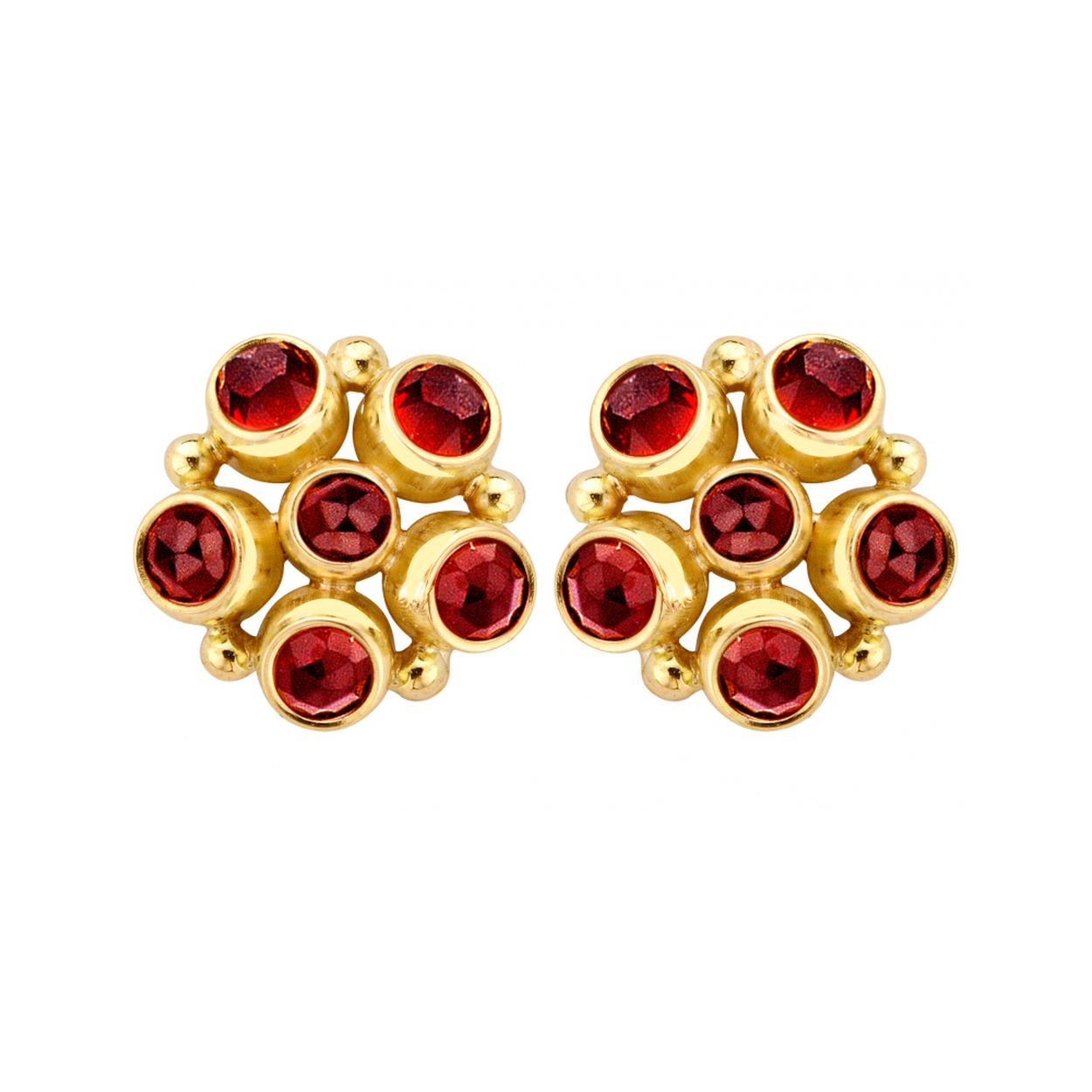 14k Dutch Classic oorknoppen granaat 6 steens