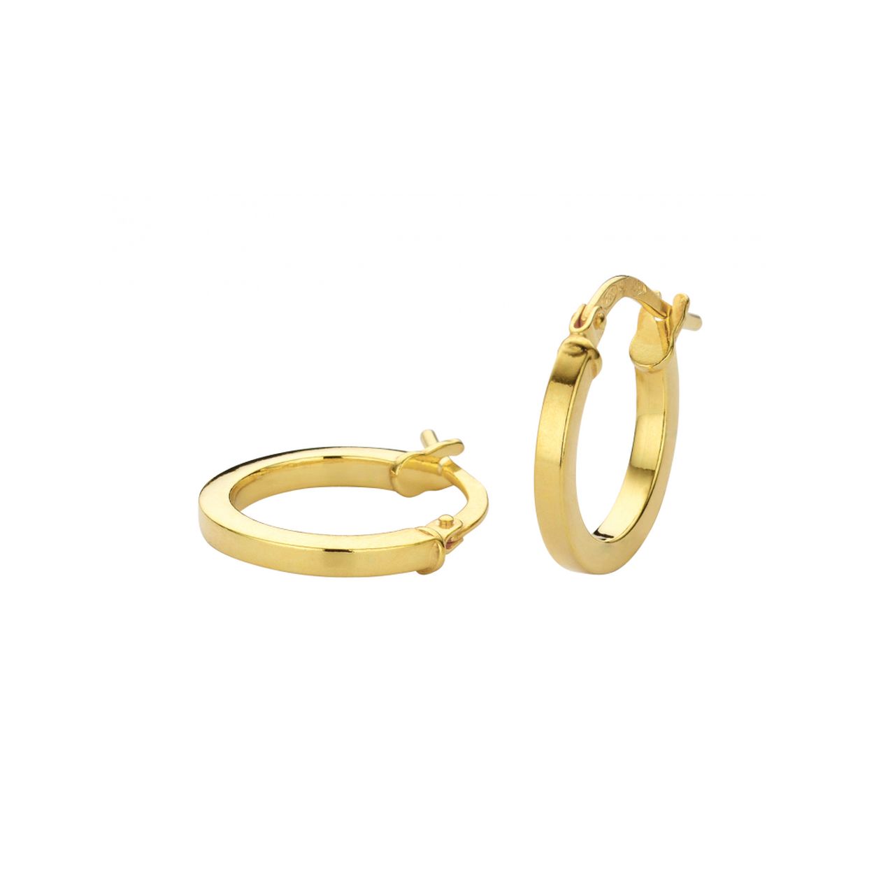 Fjory Vierkant oorring 10mm.
De geelgouden sieraden van Fjory hebben een zilveren binnenkern.
