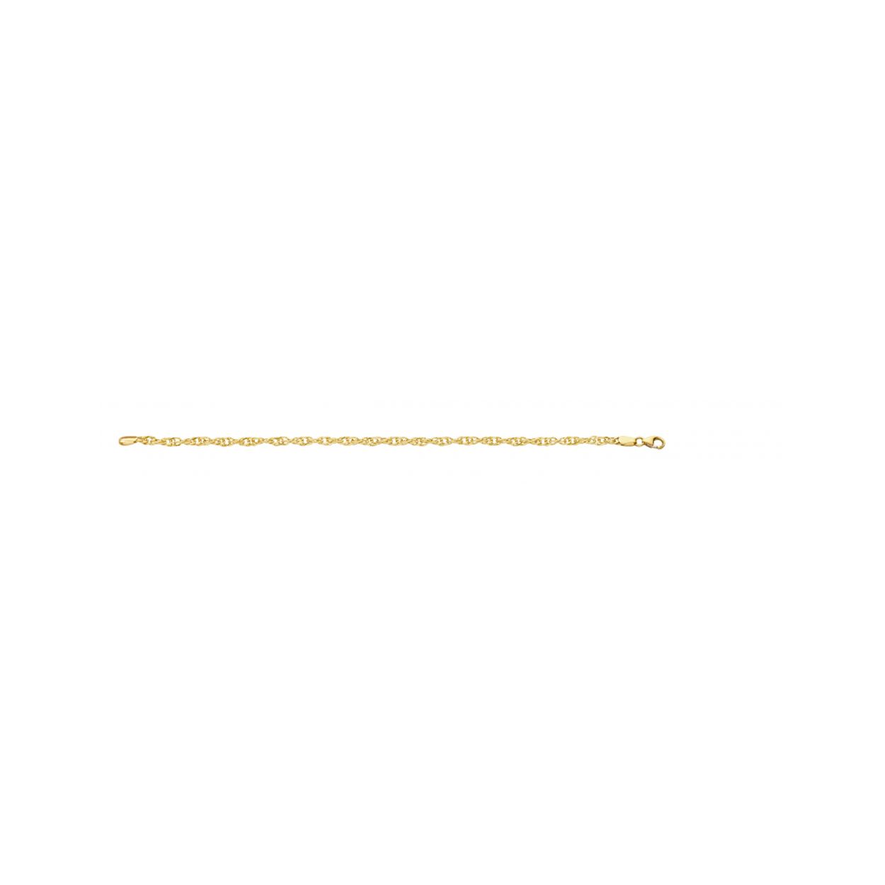 Fjory - Geelgouden Singapore armband met zilveren kern. 3mm 21cm - 40-SIN0321