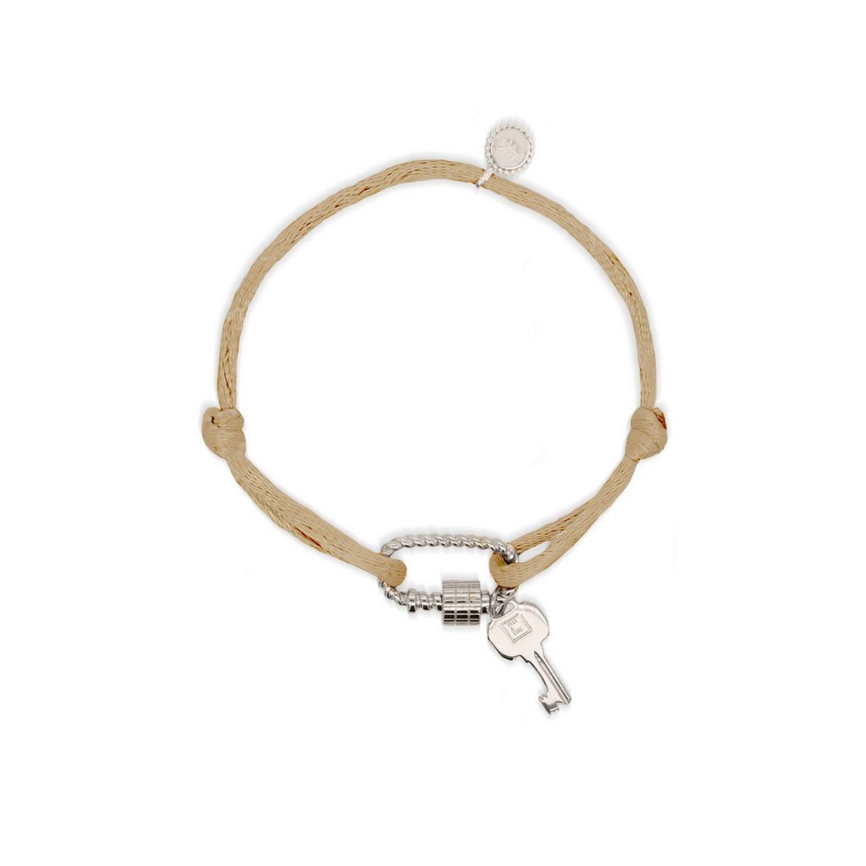 24Kae Armband met licht beige zijde koord free a girl - 925 Sterling zilver gerhodineerd  22422S