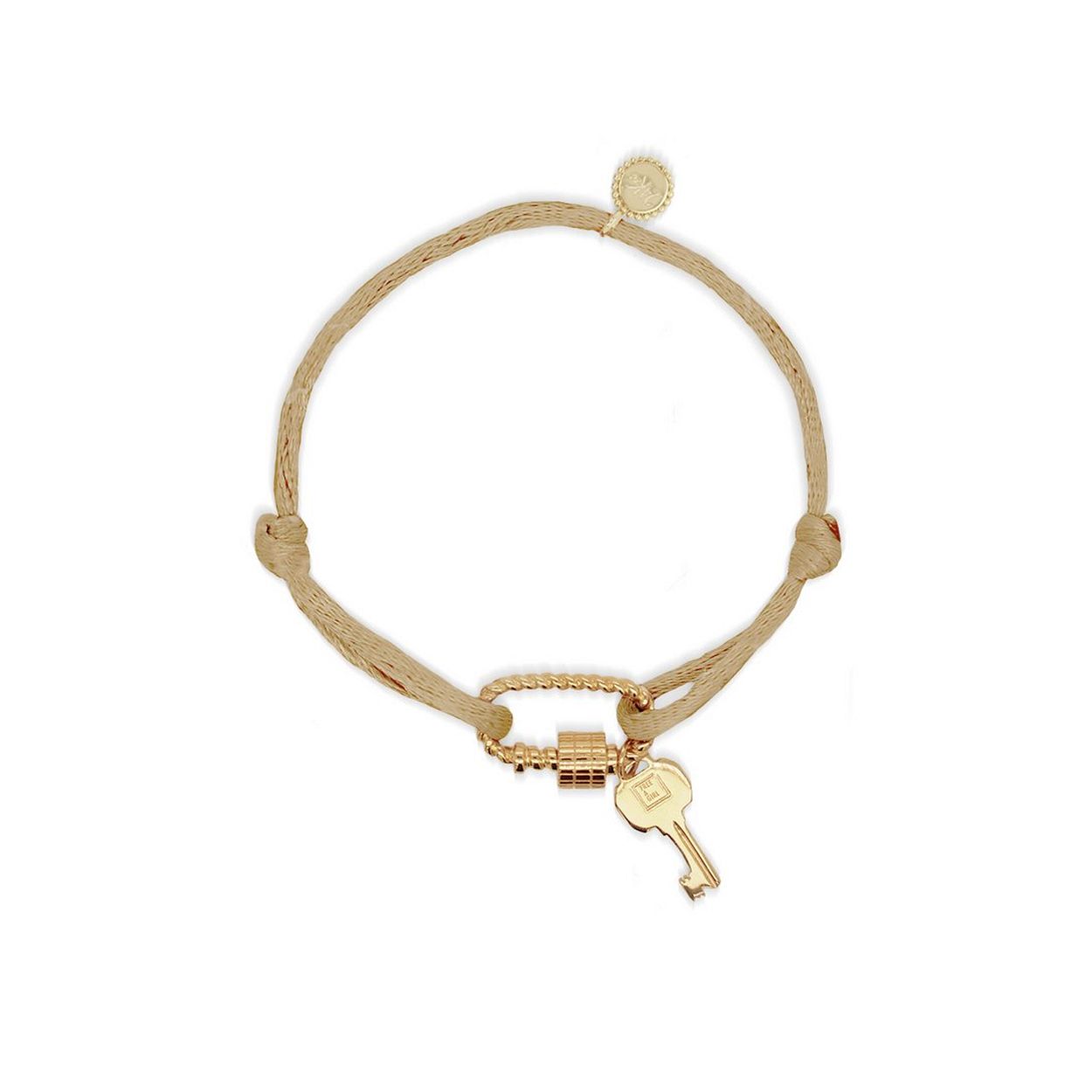24Kae Armband met beige zijde koord free a gril - 925 Sterling zilver geelgoud verguld 22422Y