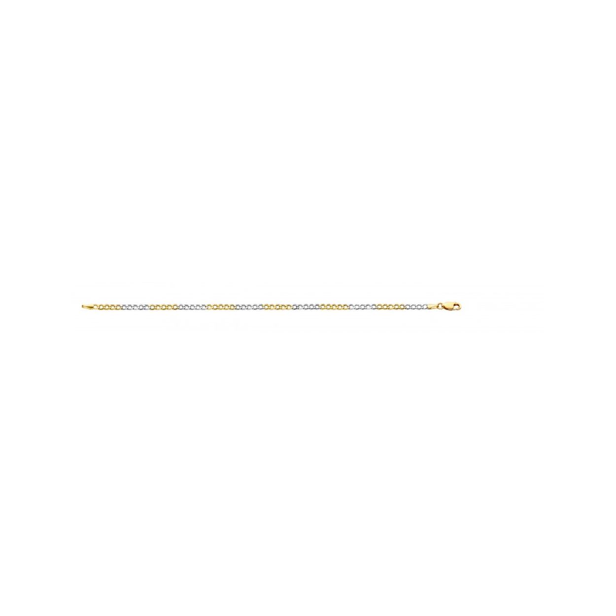 Fjory - Geel/witgoud gourmette collier met zilveren kern. 3mm, 45cm - 41-GGW45