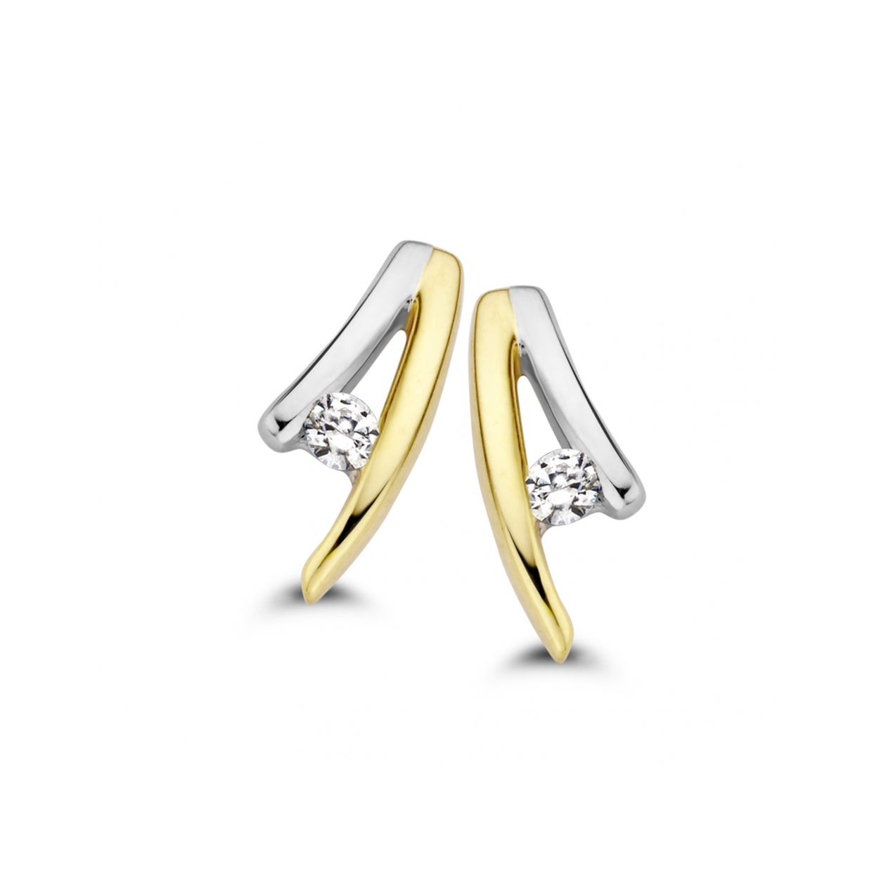 14k Mori Fashion Diamonds bicolor oorstekers 0.04ct