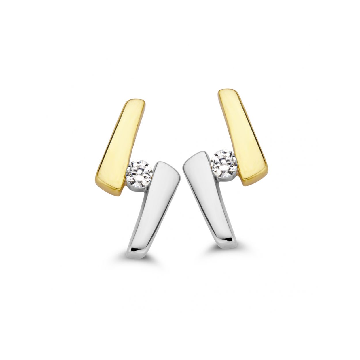 14k Mori Fashion Diamonds bicolor oorstekers 0.04ct