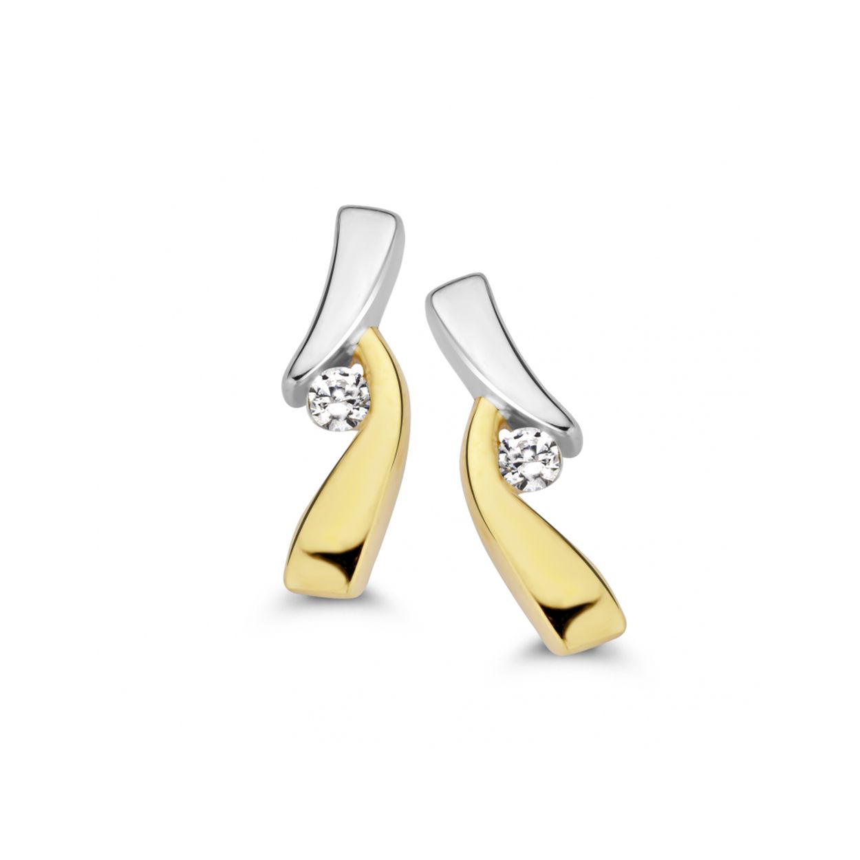 14k Mori Fashion Diamonds bicolor oorstekers 0.03ct