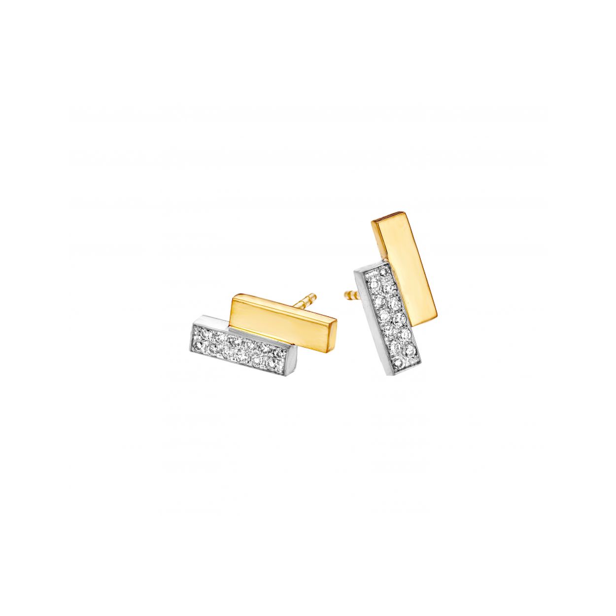Fjory bicolor gouden oorknoppen verspr 3mm-vierkant-024crt
