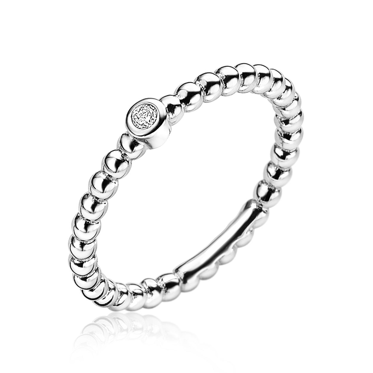 ZINZI zilveren aanschuifring bol wit 3mm ZIR1672-52