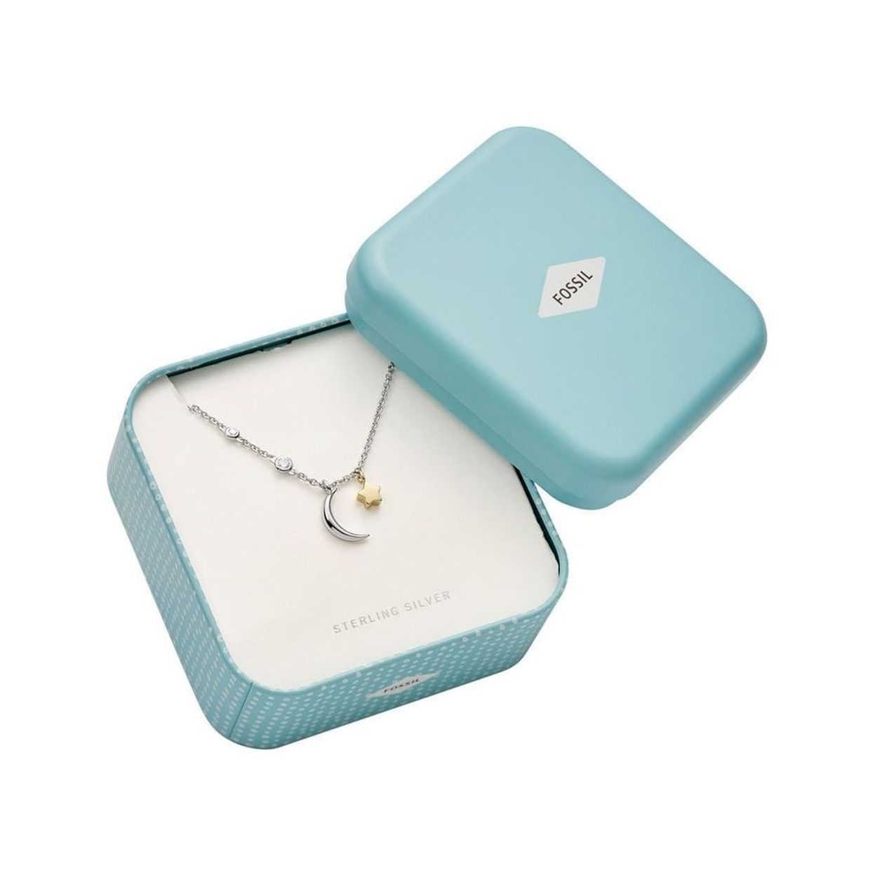 collier met een sterretje en een maantje in zilver