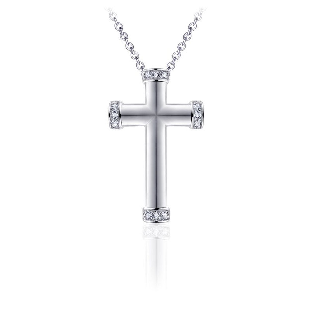 Zilveren collier met hanger - Gerhodineerd - Zirkonia - 42+3 cm