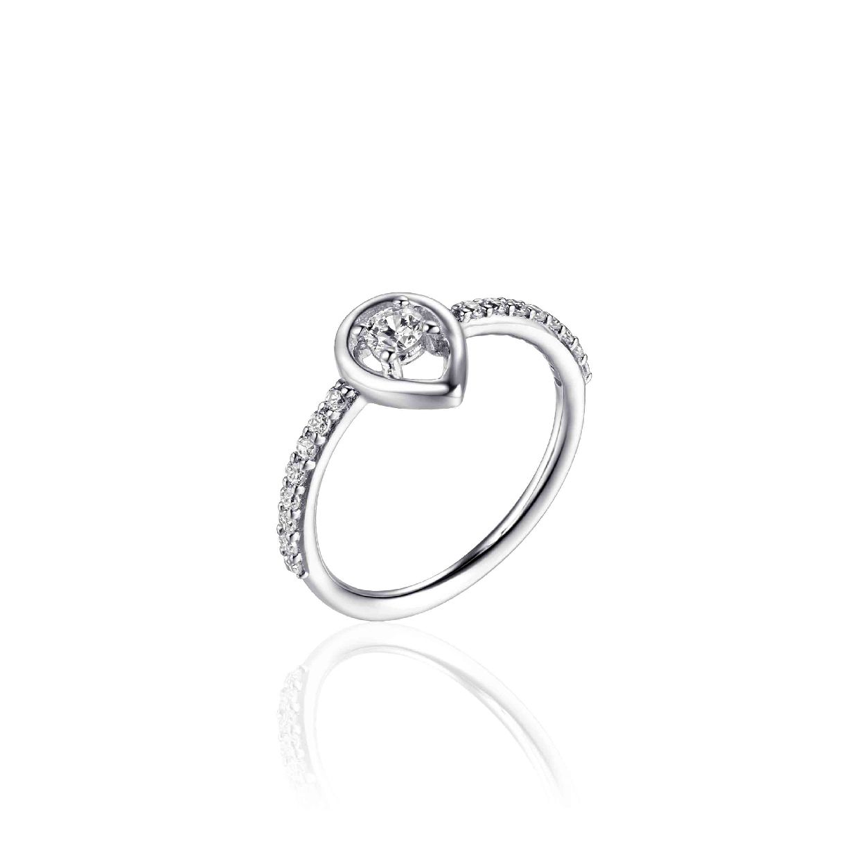 Zilver gerhodineerde ring met zirkonia's