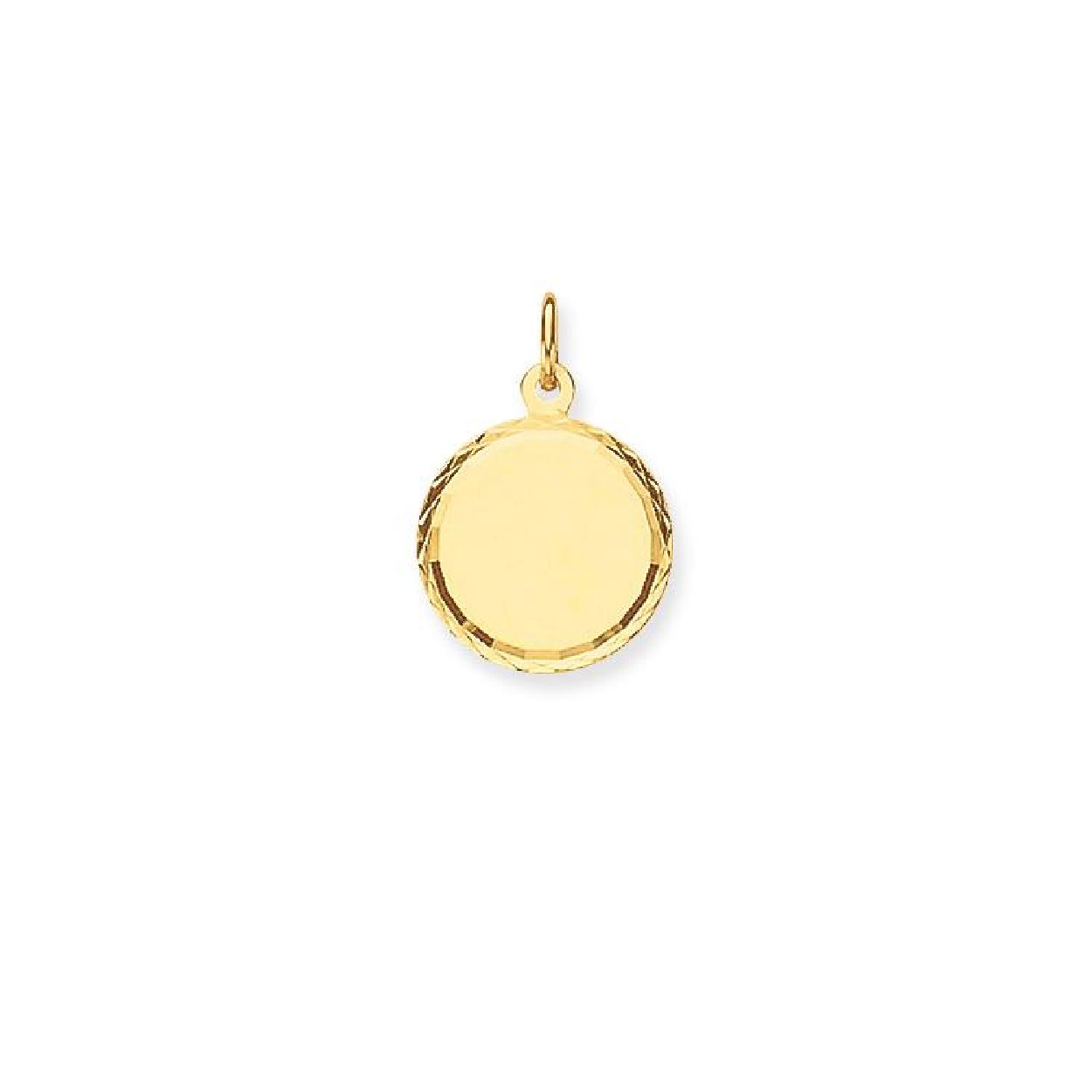 14-karaats geelgouden graveerhanger.
Diameter: 14 mm.