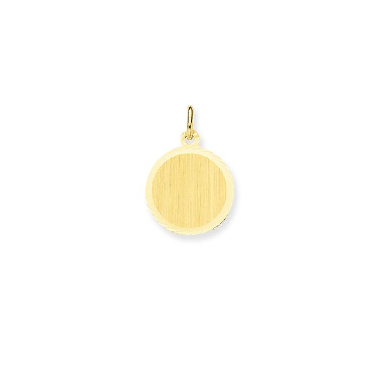 Gouden graveerplaatje rond met facetrand, 14mm.