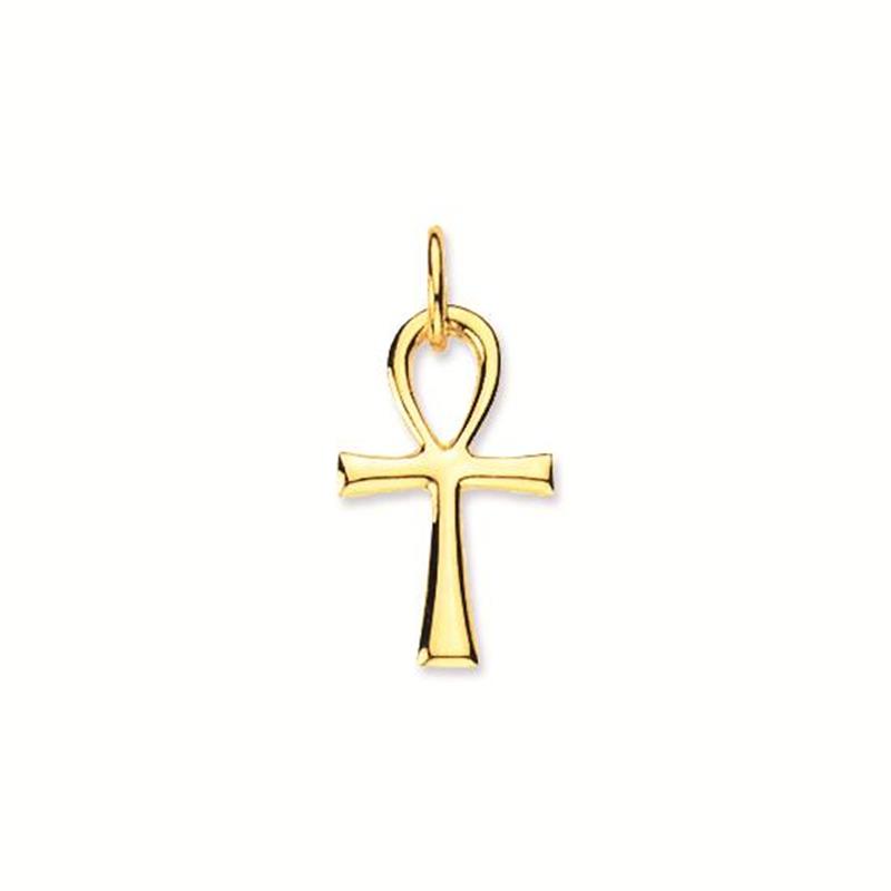 14 Karaats Gouden Ankh hanger.

Wat betekent een Ankh?
Ankh (symbool) - Wikipedia
De ankh (☥, Egyptisch: ˁnḫ) , ook: het ankh-teken, het levenskruis of het ankh-kruis is een van de bekendste oude Egyptische symbolen en vertegenwoordigt in de Egyptische mythologie het leven, onder andere in de naam Toetanchamon, levend evenbeeld van Amon.