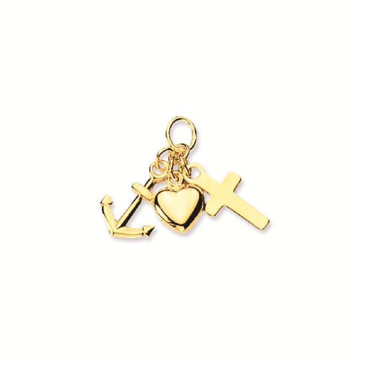 14-karaats geelgouden hanger / bedel Geloof, hoop en liefde.
Afmeting: 18 mm