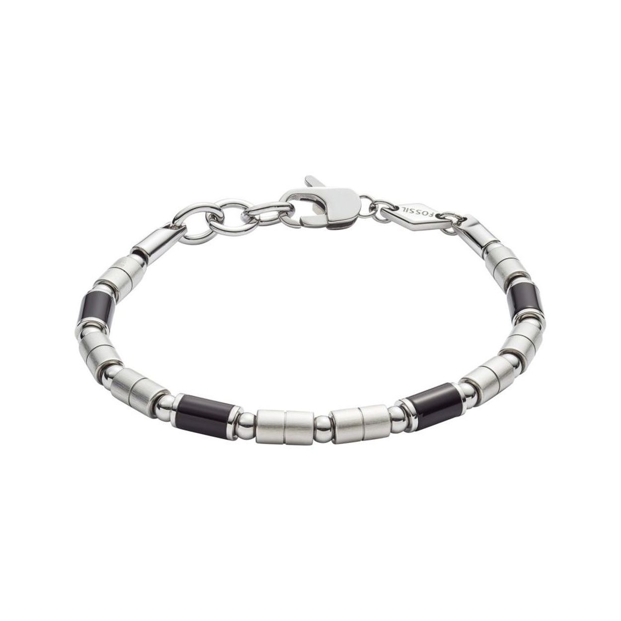 Stalen armband met zwarte accenten