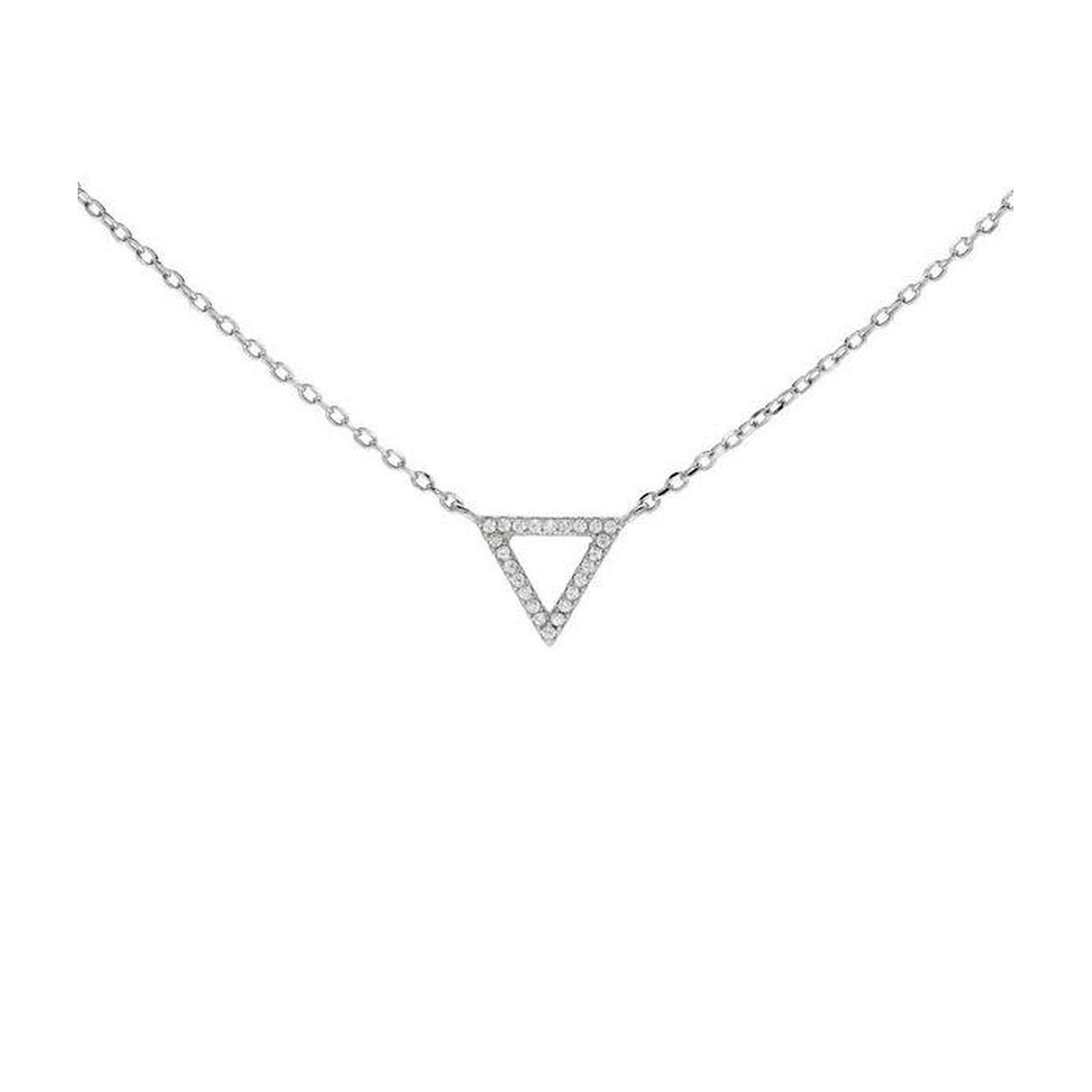 Zilveren collier - Gerhodineerd - Zirkonia - 42 cm