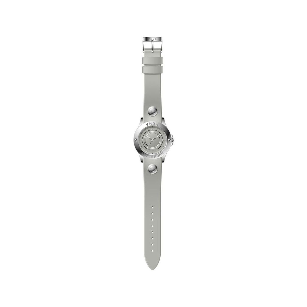 Dit prachtige horloge om je pols geeft je een ongeëvenaard gevoel van stijl en kracht. Deze mooie uitvoering met zilveren silicone band en eveneens zilveren kast maken dit horloge tot een waar juweel voor elke gelegenheid. Draag het met trots en plezier, schitter als een icoon. Never too late!