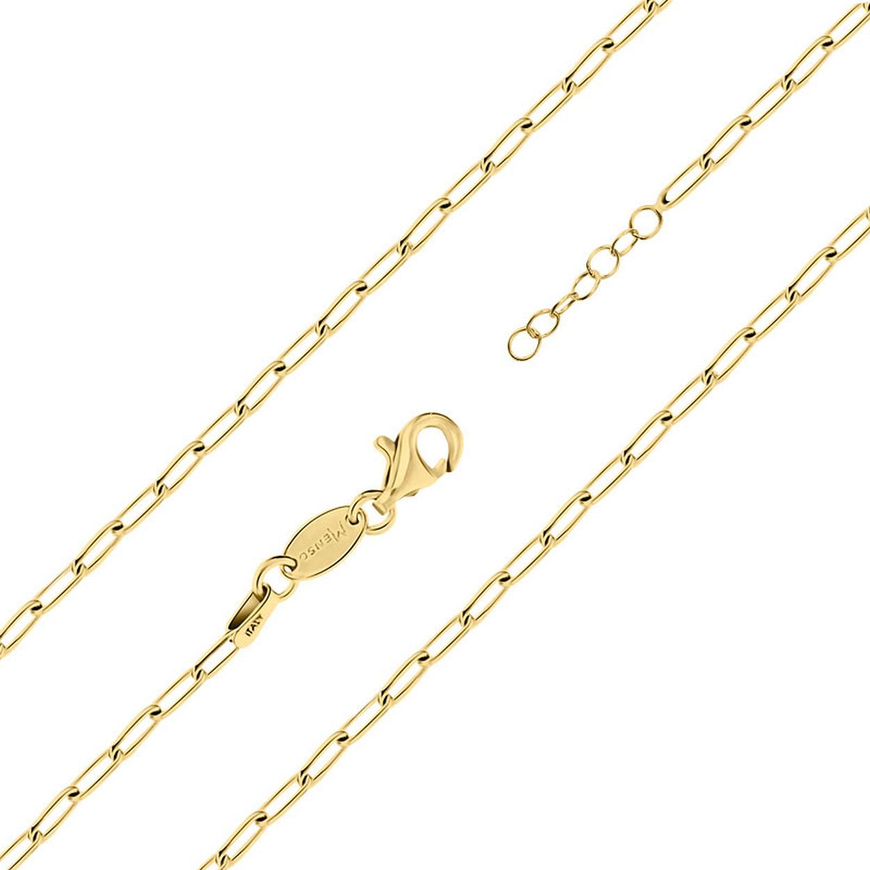 MY iMenso armband "paperclip 2mm" (925/goud verguld) 16,5+3cm
