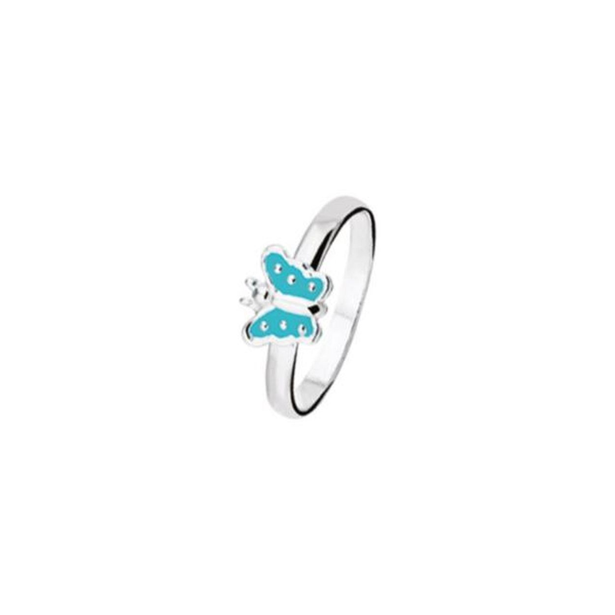 Beschrijving: Schattige zilveren kinderring van 5.9mm breed uitgevoerd met een emaille blauwe vlinder. 
Uniekenummer serie: 39223
Verpakt per: 1
Doelgroep: kinderen
Ringmaat: 15.00 mm (47)
Breedte: 5.9 mm