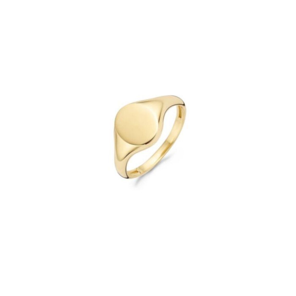 Deze tijdloze zegelring van 14k geelgoud heeft een simpel, glad design. De band heeft een doorsnede van 2,1 mm en de zegel een grootte van 8,5 bij 10 mm. Prachtig om op zichzelf te dragen of met andere ringen uit onze collectie. 
