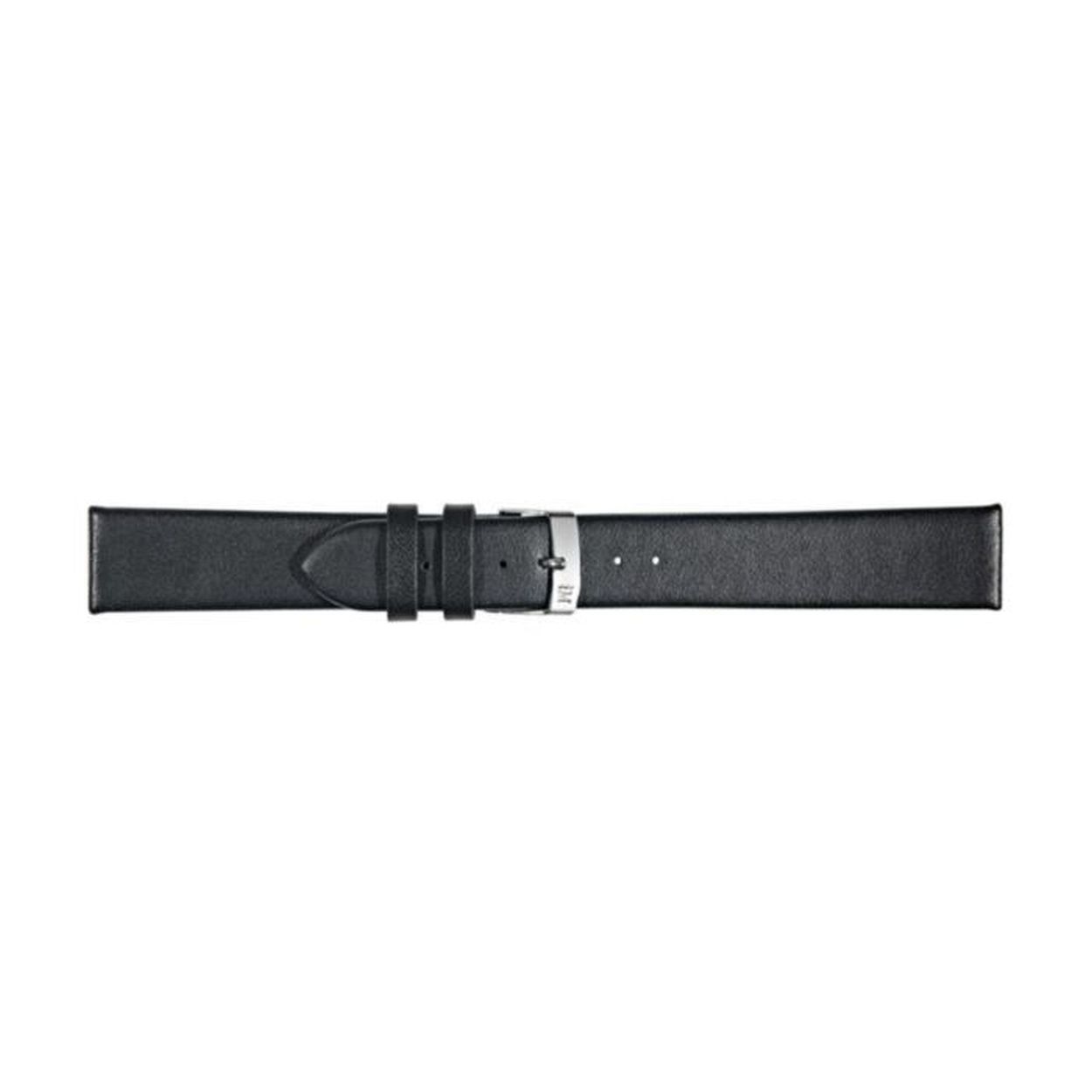 12mm glad leren horlogeband in de kleur zwart