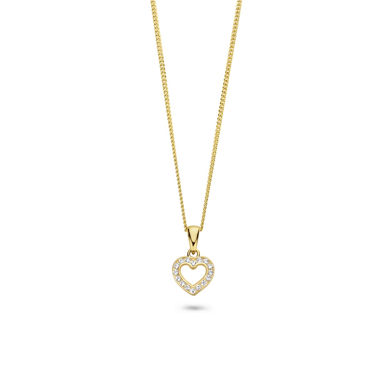 Joy & Julia 14 karaat geel gouden hanger met witte zirkonia