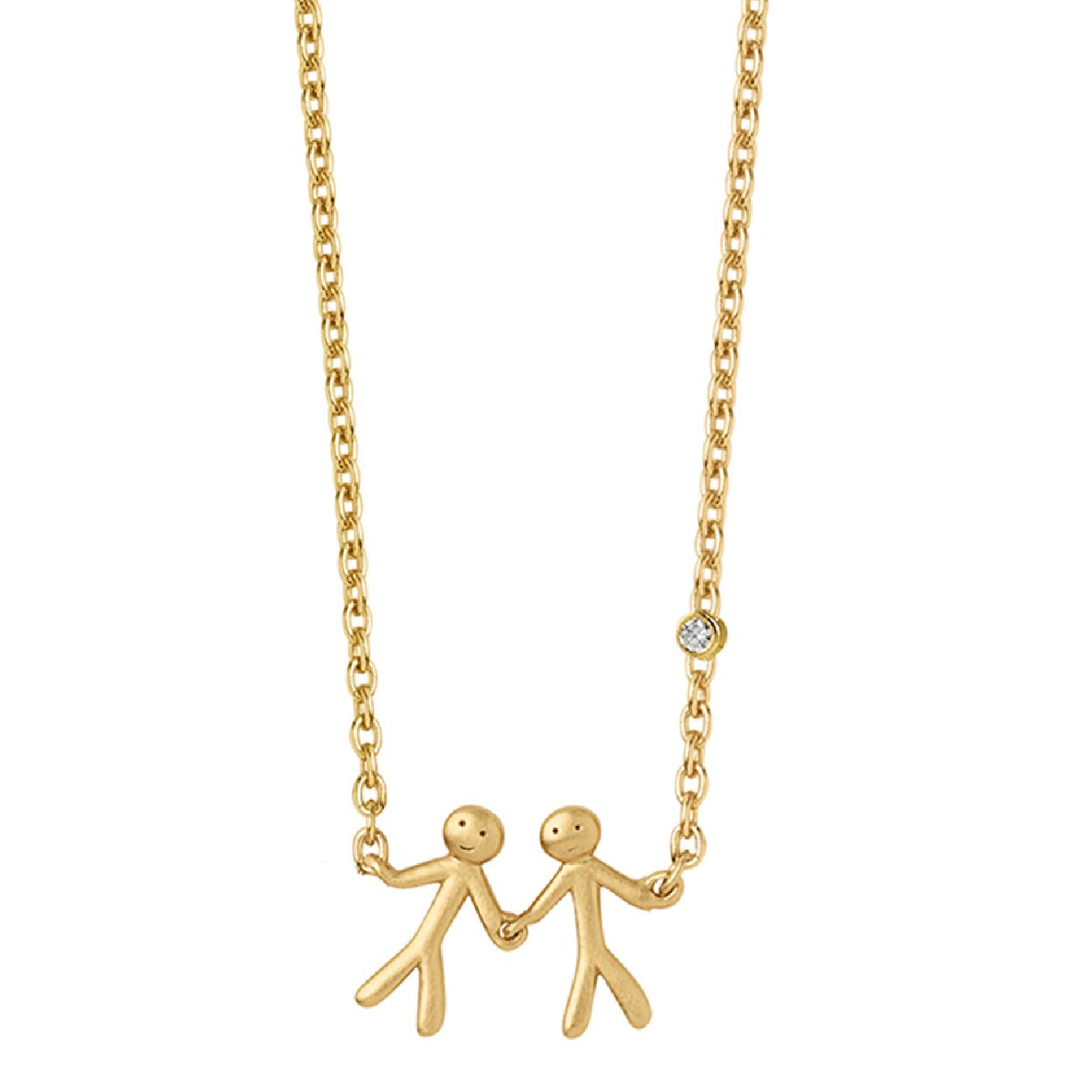 De "Together" collectie is opgedragen aan de personen die jouw dierbaar zijn of lief hebt. Wie betekent het meest voor jou? Afmetingen: 1 persoon is 10 mm lang and 5 mm breed (van arm tot arm). De maximale lengte van de ketting is 45 cm en kan kleiner versteld worden.