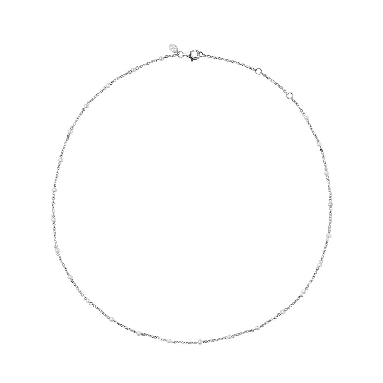 zilveren collier met pareltjes