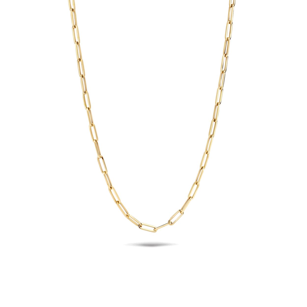 De 14 karaats geel gouden closed forever collier is opgebouwd uit ovale schakels. Het 45 centimeter lange collier sluit met een karabijnslot. Door de tijdloze uitstraling van het design is dit sieraad de perfecte toevoeging op iedere outfit.
