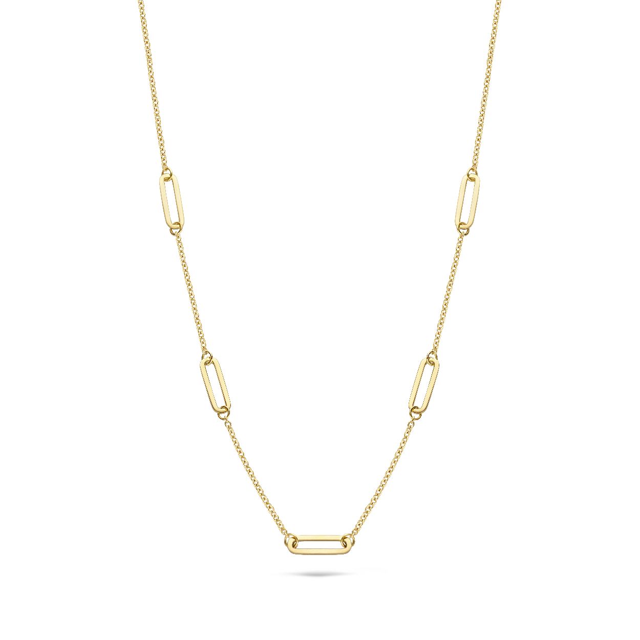 Blush collier met langwerpige schakels van 14k geelgoud