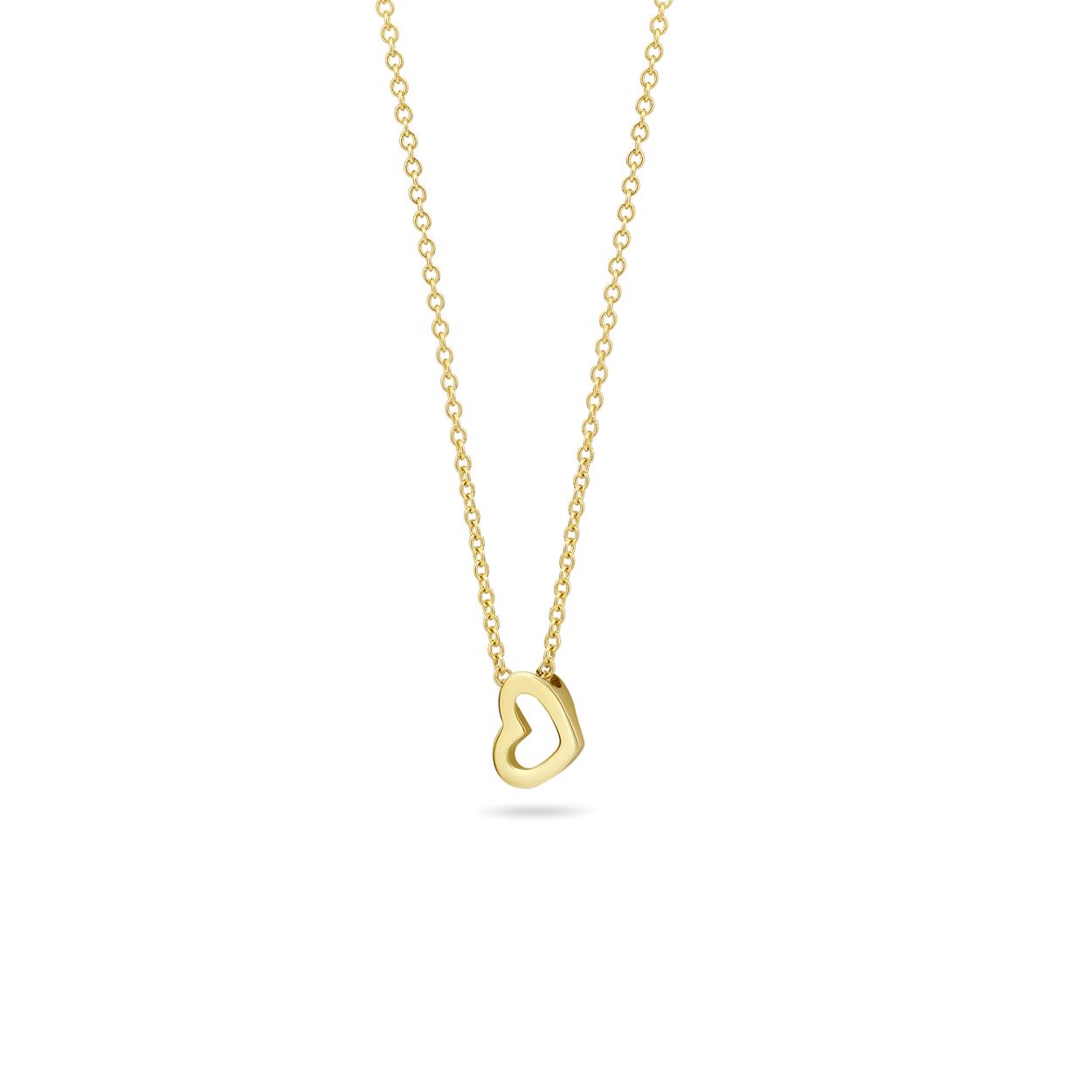 Blush - 14kt geelgouden anker collier met gouden hart hange, 42cm - 3149YZI