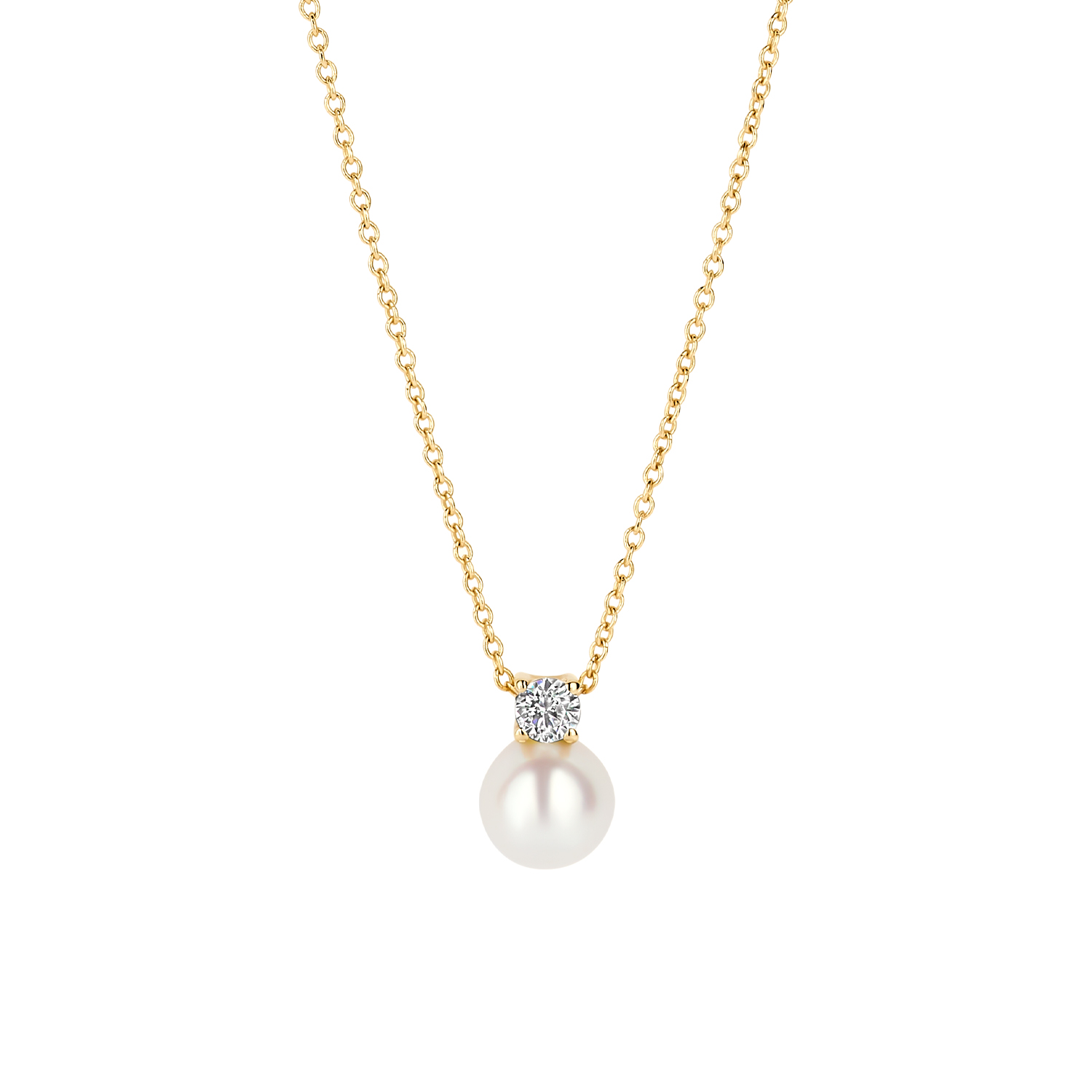 gouden Blush collier, anker met parel+cz