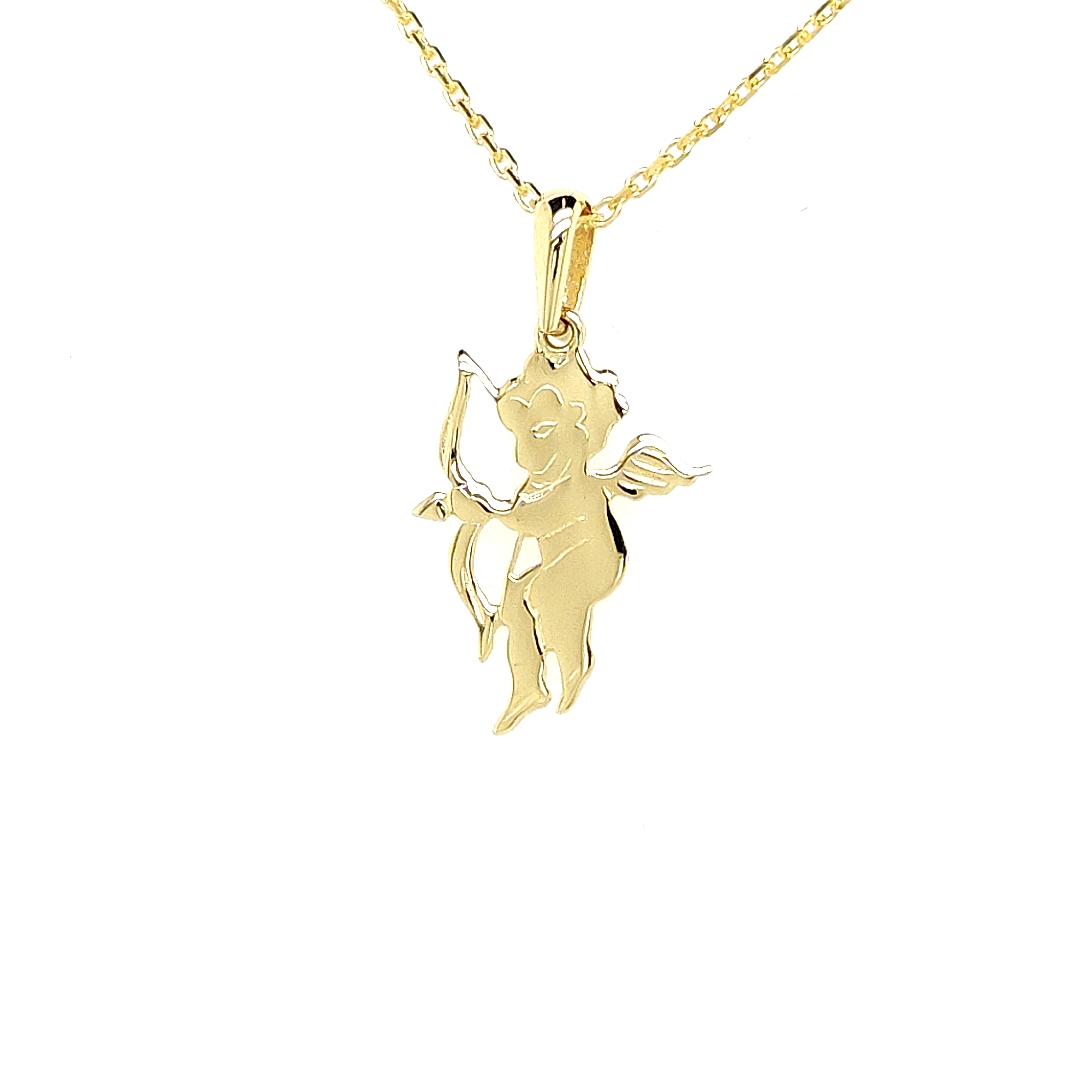 Deze geelgouden hanger is ontzettend leuk! Deze cupido is fijn bewerkt en heeft een rustige uitstraling. De hanger is volledig glad gepolijst.

Note: het kettinkje hoort niet bij de hanger, deze is enkel gebruikt voor de foto.