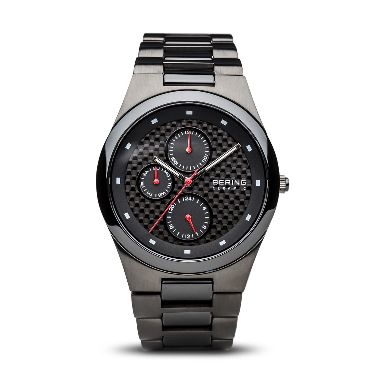 Dit stijlvolle Bering horloge is gemaakt van keramiek en wordt gedragen door heren.