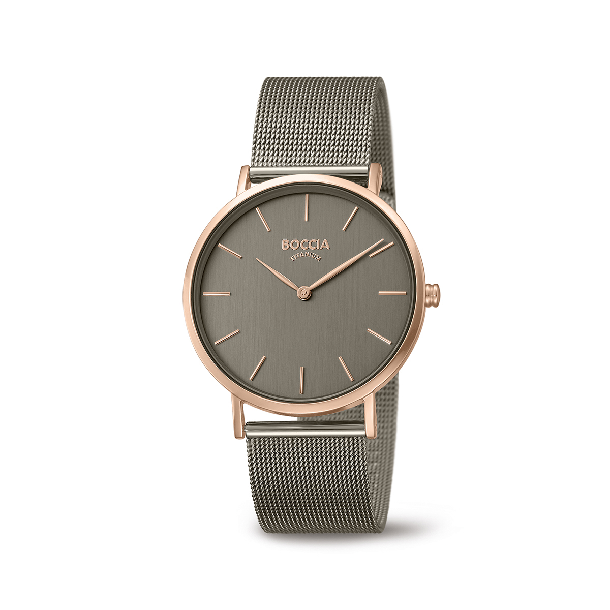 Boccia Titanium 3273-08
Dit dameshorloge van Boccia Titanium heeft een nette uitstraling. De rosékleurige titanium horlogekast zorgt voor een stijlvolle look en de grijze wijzerplaat maakt het horloge chique. Het horloge heeft een ronde kast met een diameter van 36mm, een mineraalglas en is 3ATM. Combineer dit prachtige exemplaar met de andere sieraden van Boccia Titanium voor een complete look. Aan de titanium kast zit een grijze leren band.

HET MERK
Boccia Titanium is het titanium merk van Nederland, dat zijn oorsprong in Duitsland vindt en is opgericht in het jaar 1992. Ontwikkeld door internationale ontwerpers. Alle titanium componenten van de BOCCIA TITANIUM collectie zijn gemaakt van 99,7% puur titanium; het bijzondere materiaal. Het is licht in gewicht, neemt de temperatuur van de huid aan en is zeer huidvriendelijk. Bovendien is het corrosie- en temperatuurbestendig.

SPECIFICATIES
- Mineraal glas
- Ronde titanium horlogekast, Ø 36mm
- Grijze leren band
- Grijze wijzerplaat
- 3ATM (Regen- & spatwaterdicht)