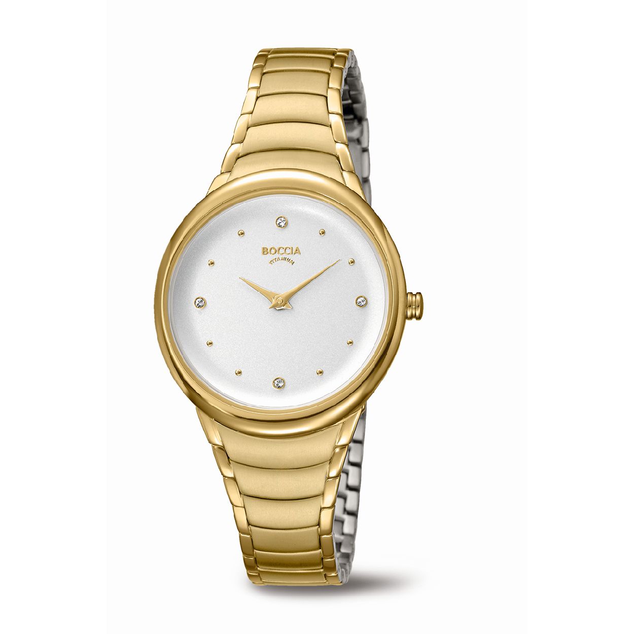Boccia Titanium 3276-14
Dit dameshorloge van Boccia Titanium heeft een nette uitstraling. De goudkleurige titanium horlogekast zorgt voor een stijlvolle look en de witte wijzerplaat maakt het horloge klassiek. Het horloge heeft een ronde kast met een diameter van 32mm, een mineraalglas, en is 3ATM. Combineer dit prachtige exemplaar met de andere sieraden van Boccia Titanium voor een complete look. Aan de titanium kast zit een mat glimmende goudkleurige titanium schakelband. 

HET MERK
Boccia Titanium is het titanium merk van Nederland, dat zijn oorsprong in Duitsland vindt en is opgericht in het jaar 1992. Ontwikkeld door internationale ontwerpers. Alle titanium componenten van de BOCCIA TITANIUM collectie zijn gemaakt van 99,7% puur titanium; het bijzondere materiaal. Het is licht in gewicht, neemt de temperatuur van de huid aan en is zeer huidvriendelijk. Bovendien is het corrosie- en temperatuurbestendig.

SPECIFICATIES
- Mineraalglas
- Ronde titanium horlogekast, Ø 32mm
- Titanium schakelband
- Witte wijzerplaat
- 3ATM (Regen- & spatwaterdicht)