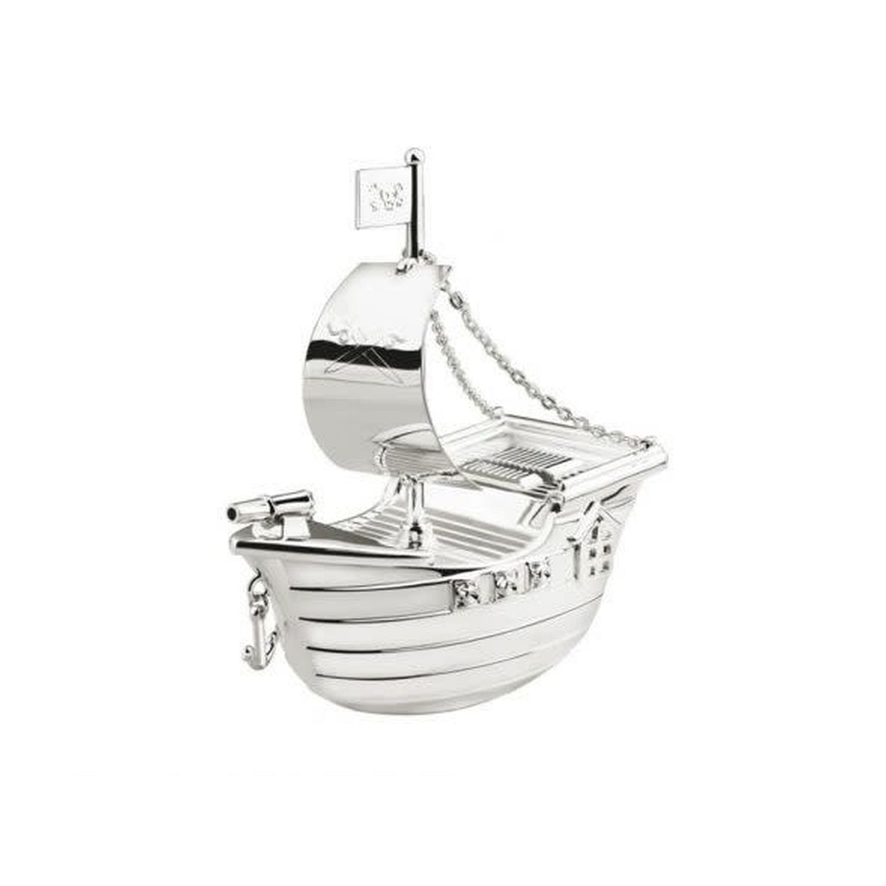 Geboortecadeau - Verzilverde spaarpot - Piratenboot