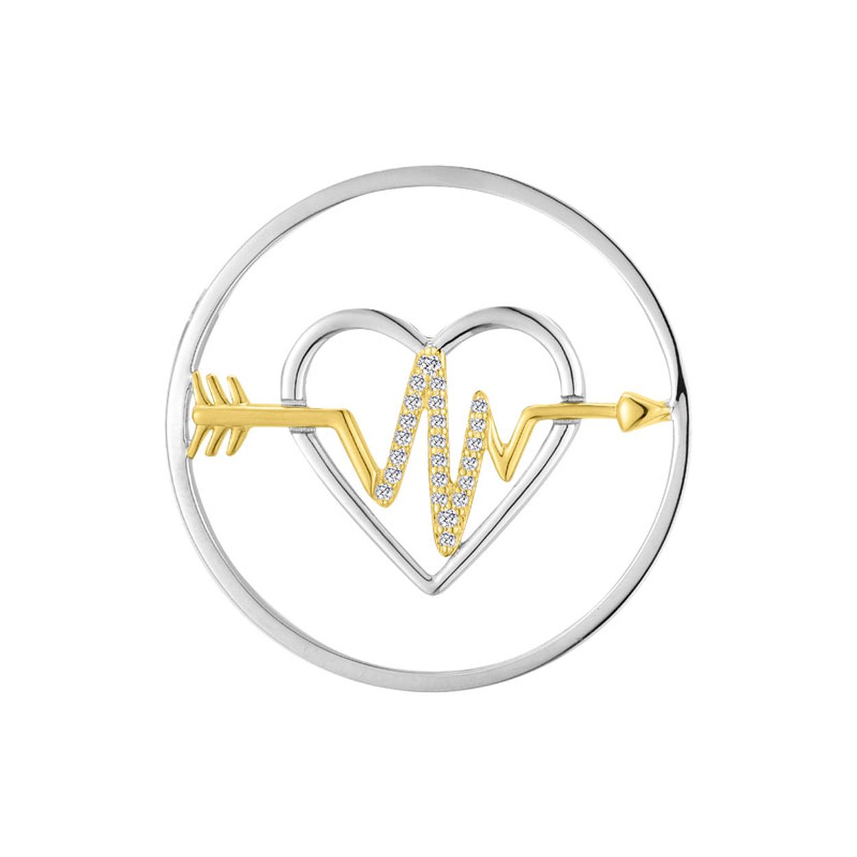 Dit is een insignia van het merk MY iMenso voor dames. Vlakke insigne bico met pijl en hart 