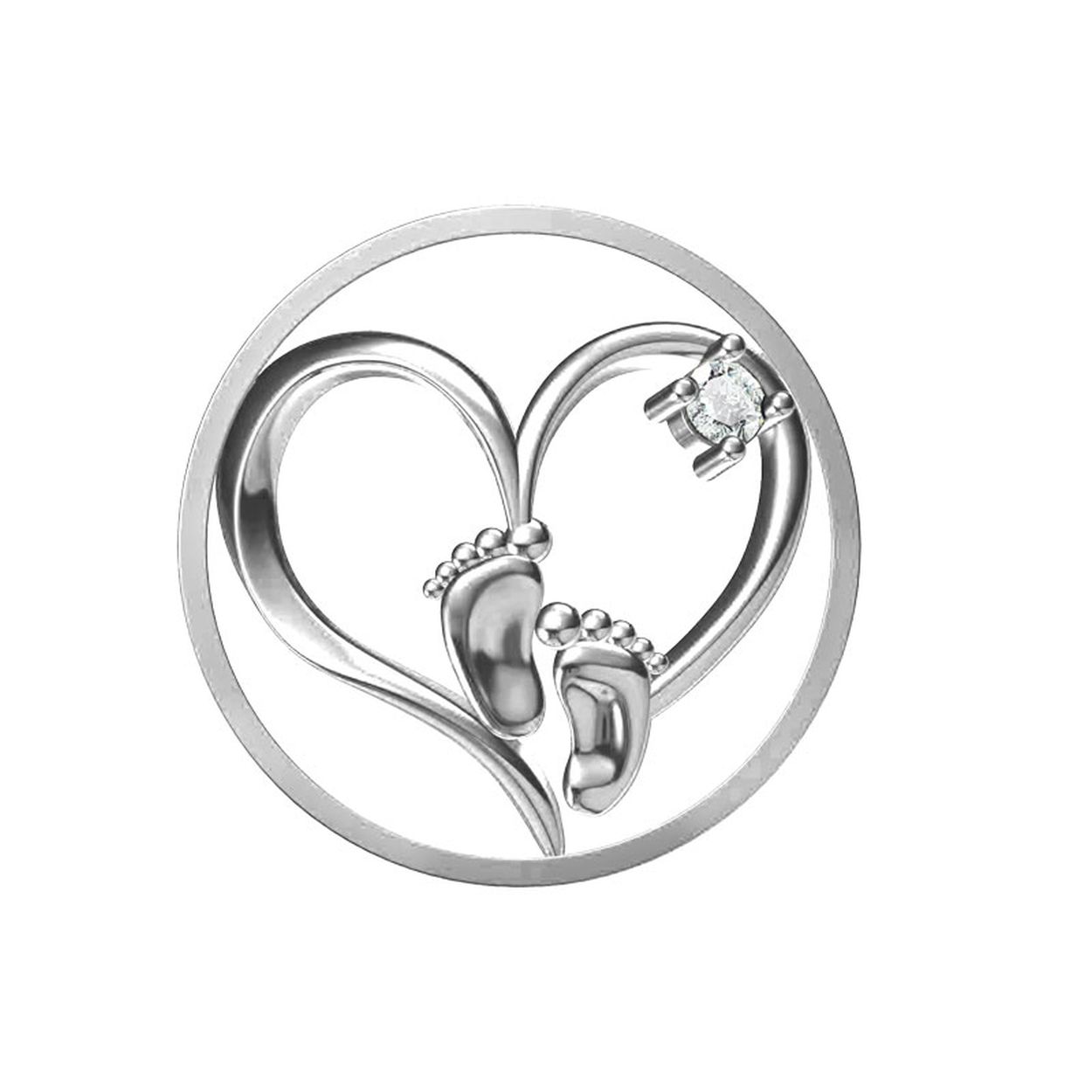 MY iMenso Grande (33mm) insignia fantasy "Babby feet & Heart" (925/rhodium verguld)