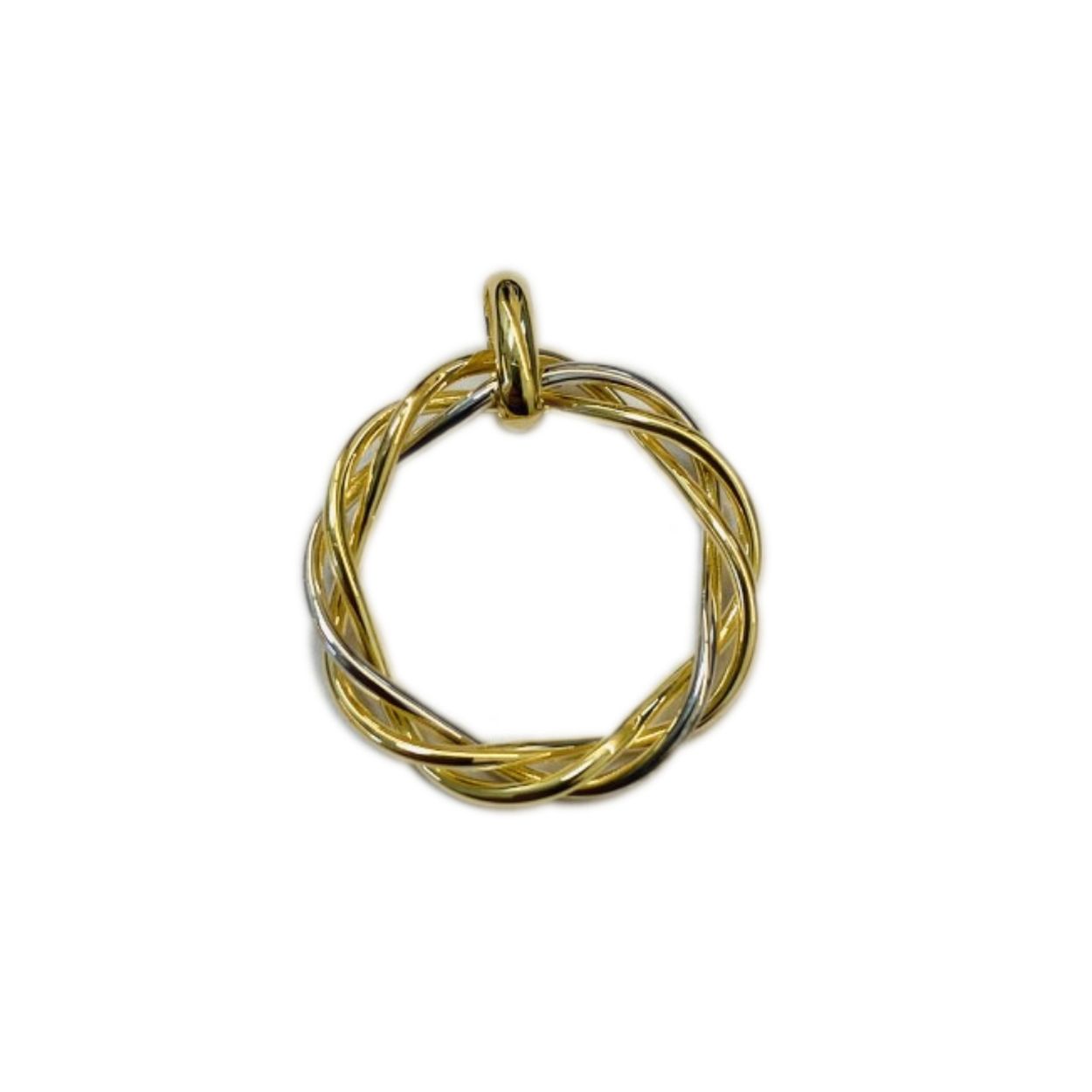 Gouden bicolor hanger - 14 karaats - Rond Swirl