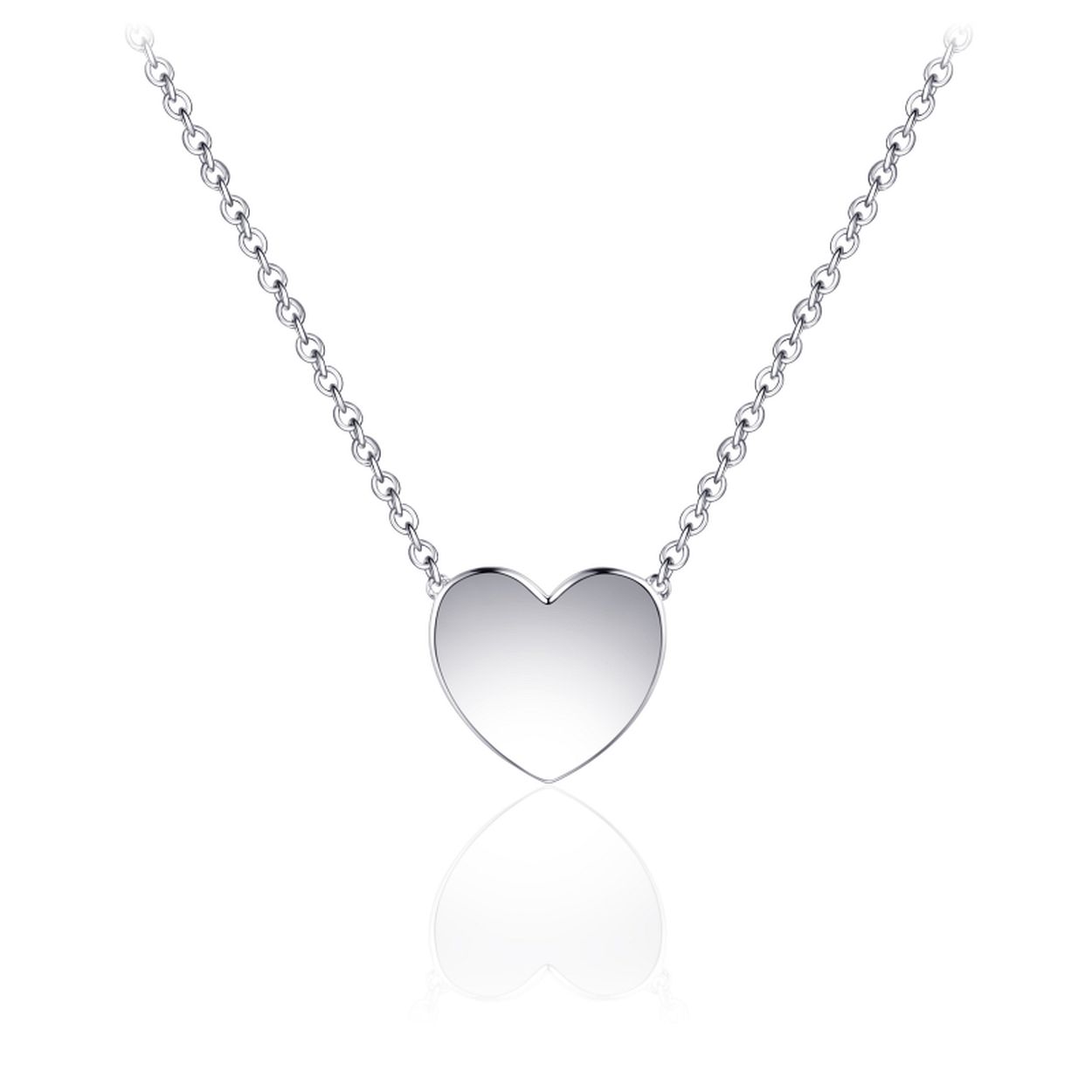 Zilveren collier - Gerhodineerd - Hartje- 42+5 cm