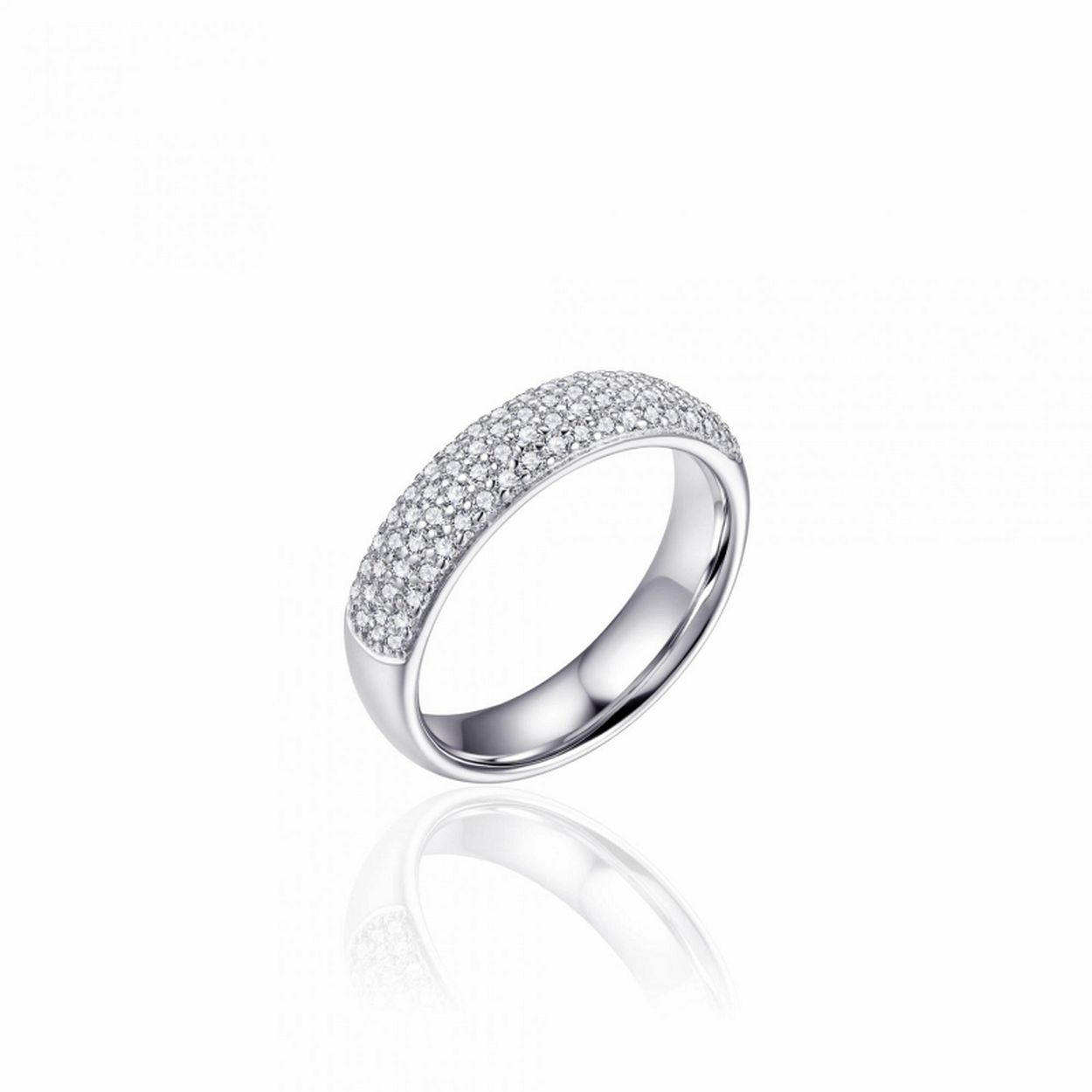 Zilveren ring - Gerhodineerd - Zirkonia - Maat 56