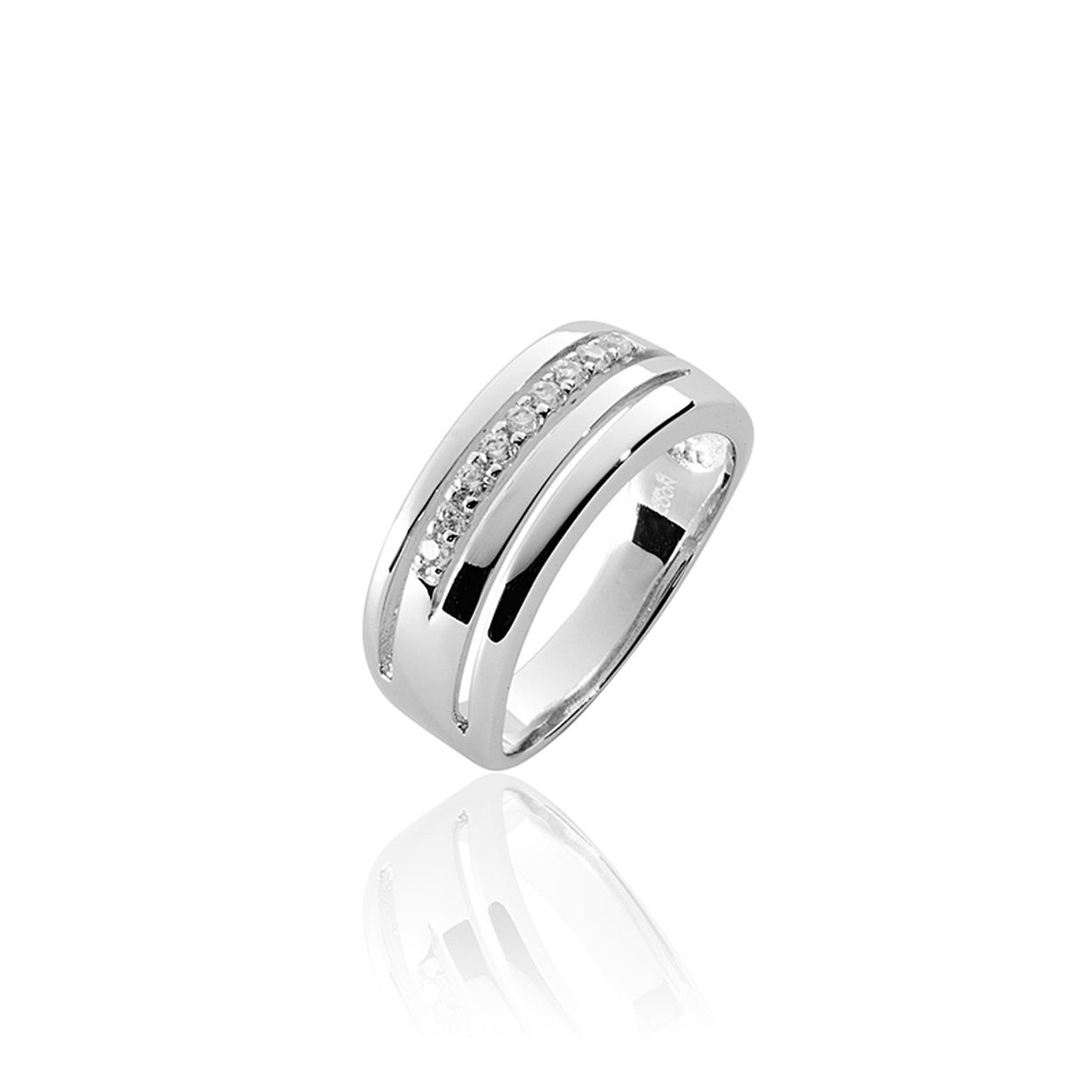 Zilveren Ring - Gerhodineerd - Zirkonia - Maat 56