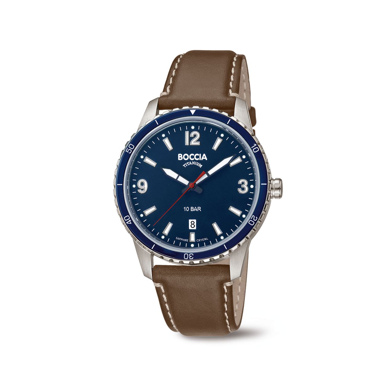 Boccia Titanium 3635-02
Dit Boccia Titanium herenhorloge heeft een titanium kast. Het horloge heeft een kastdiameter van 42 mm en krasvast saffierglas. De band van het horloge is van leer. Of je nu sportief of chique gekleed gaat, dit horloge past bij elke outfit en iedere gelegenheid. 

HET MERK
Boccia Titanium: de specialist in het edelmetaal titanium � horloges en sieraden van puur (99,7%) titanium. Titanium heeft een hoog draagcomfort: het is licht in gewicht, huidvriendelijk en neemt de temperatuur van de huid snel aan. 

SPECIFICATIES
- Datumaanduiding
- Krasvast saffierglas
- Ronde titanium horlogekast, � 42 mm
- Bruin lederen horlogeband
- Blauwe wijzerplaat
- 10 ATM

