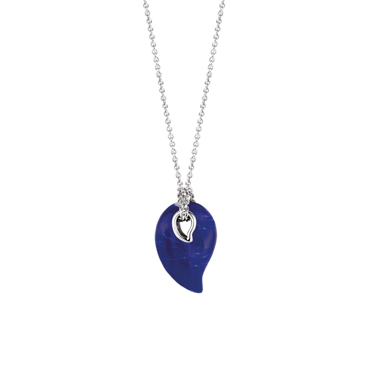 Deze zilveren TI SENTO - Milano ketting 3918BL/45 met haar paisley vormige Lapis stijl steen is verfijnd en speels. Haar donkerblauwe kleur inspireert visioenen van de zee�n.